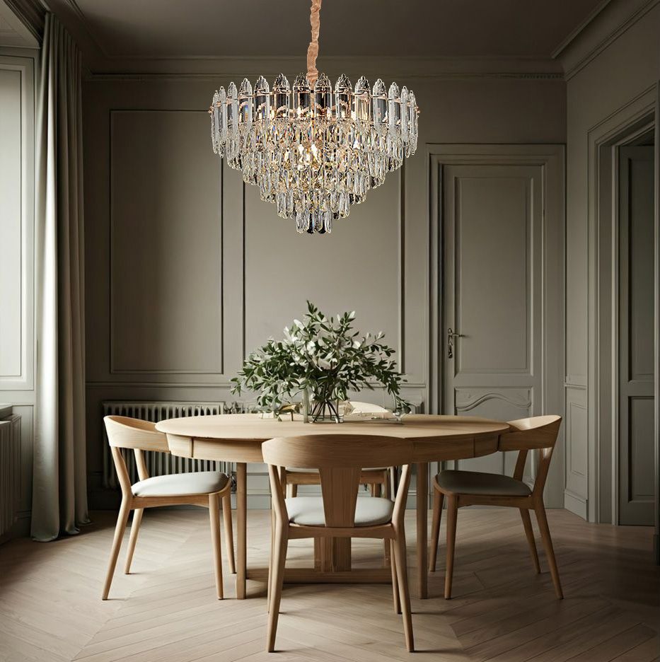 Toolight, krištáľové závesné svietidlo 50cm, 7xE14, G057-CP, zlatá, OSW-08991