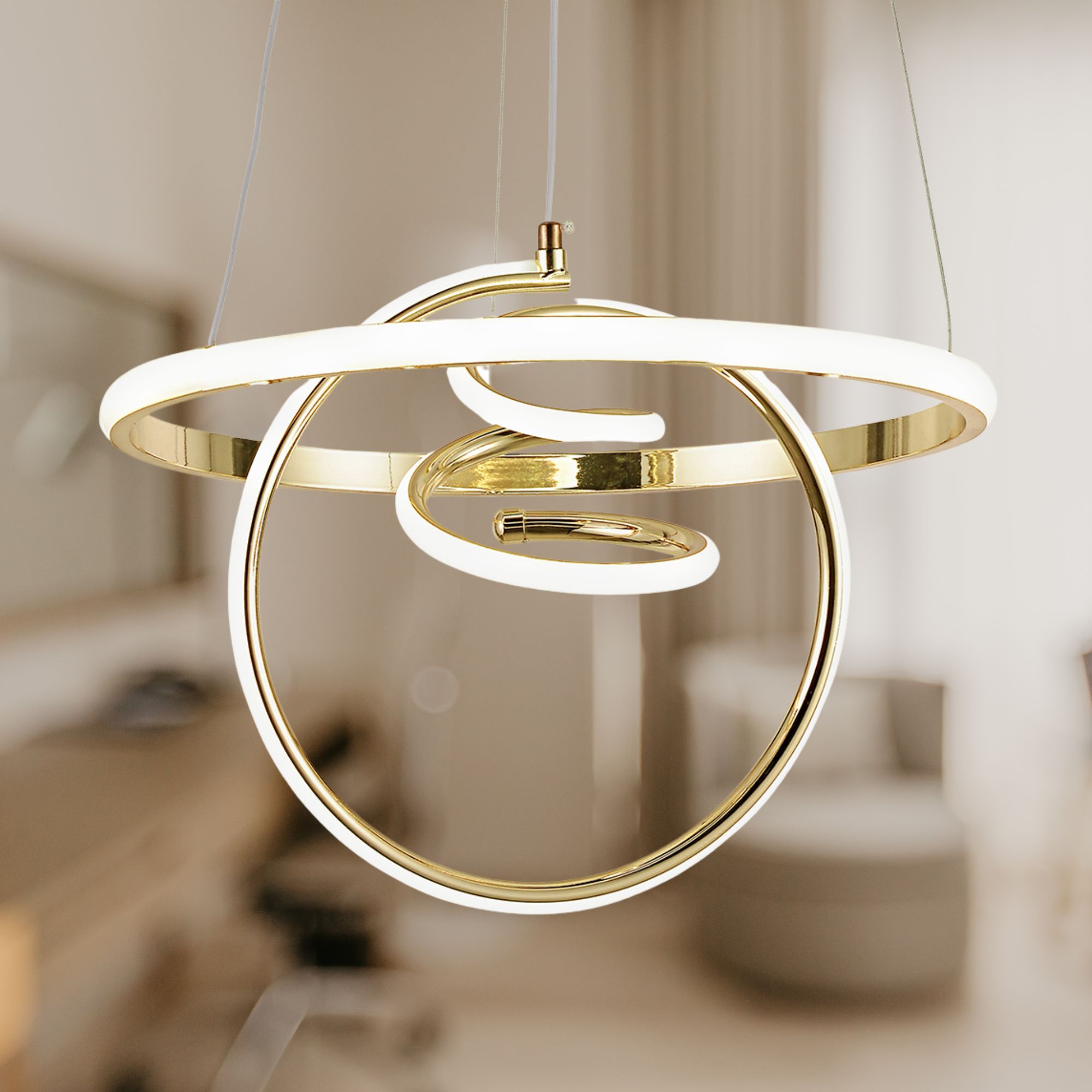 Toolight, LED závesné svietidlo 3x20W, 4000K, G066-CP, zlatá lesklá, OSW-08699