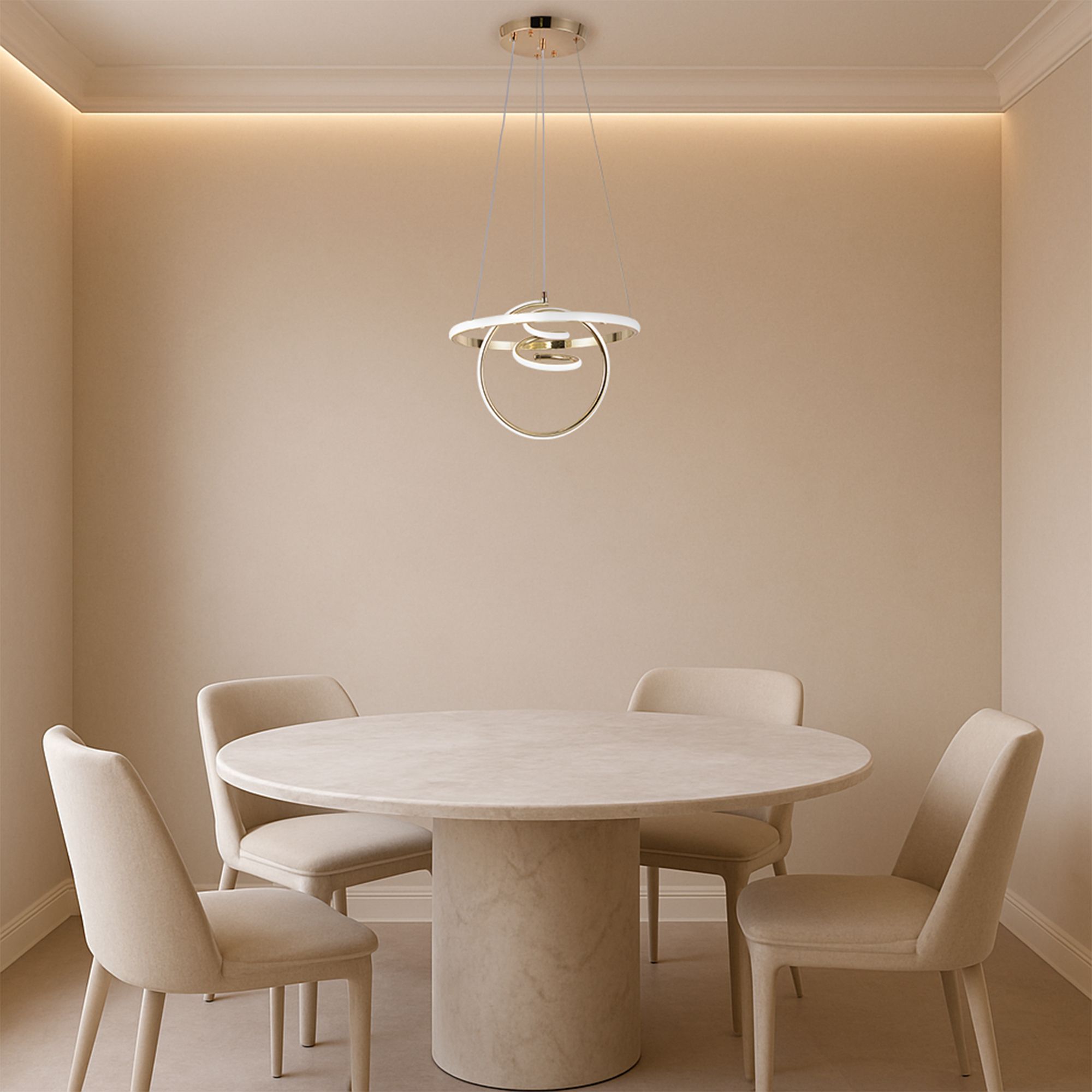 Toolight, LED závesné svietidlo 3x20W, 4000K, G066-CP, zlatá lesklá, OSW-08699