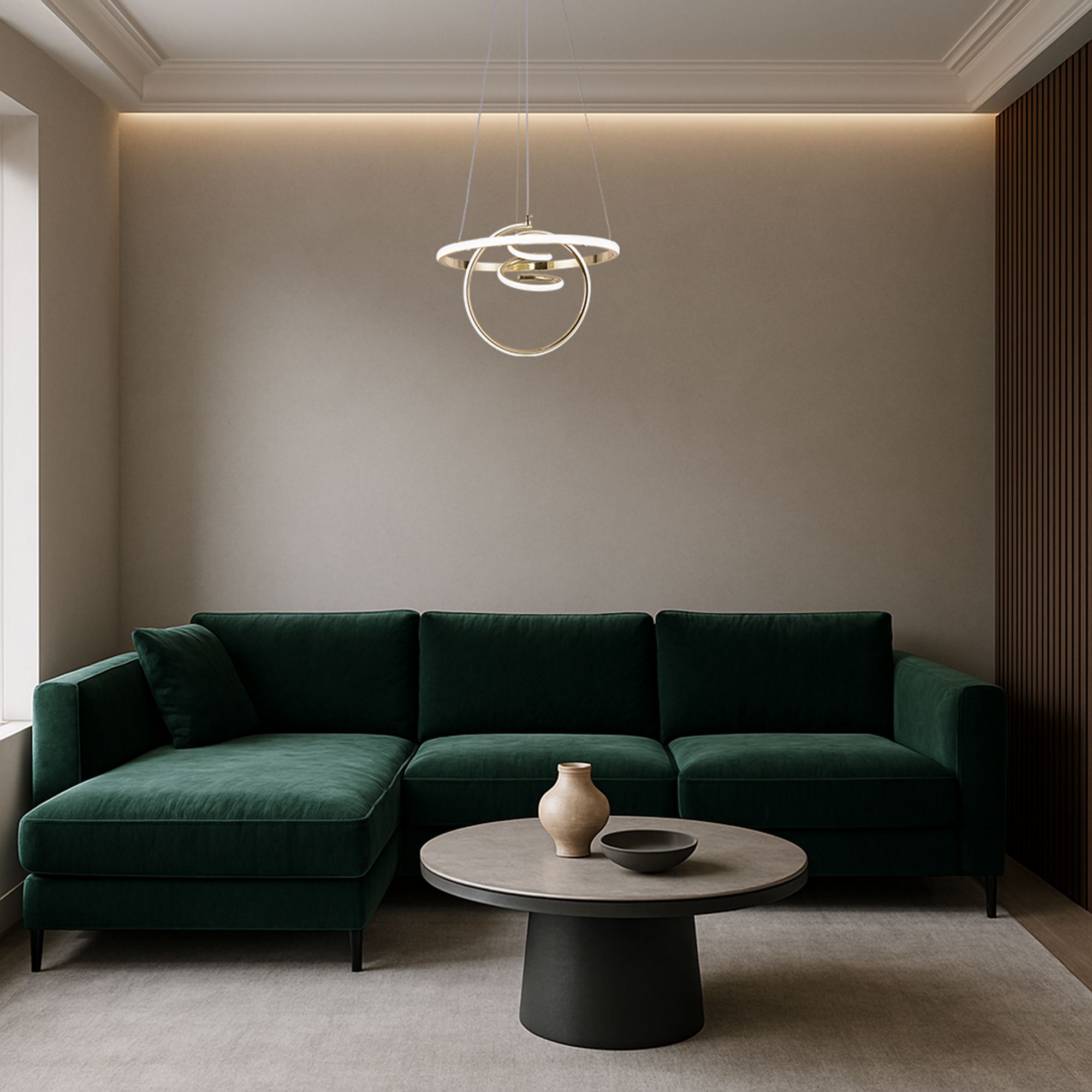 Toolight, LED závesné svietidlo 3x20W, 4000K, G066-CP, zlatá lesklá, OSW-08699