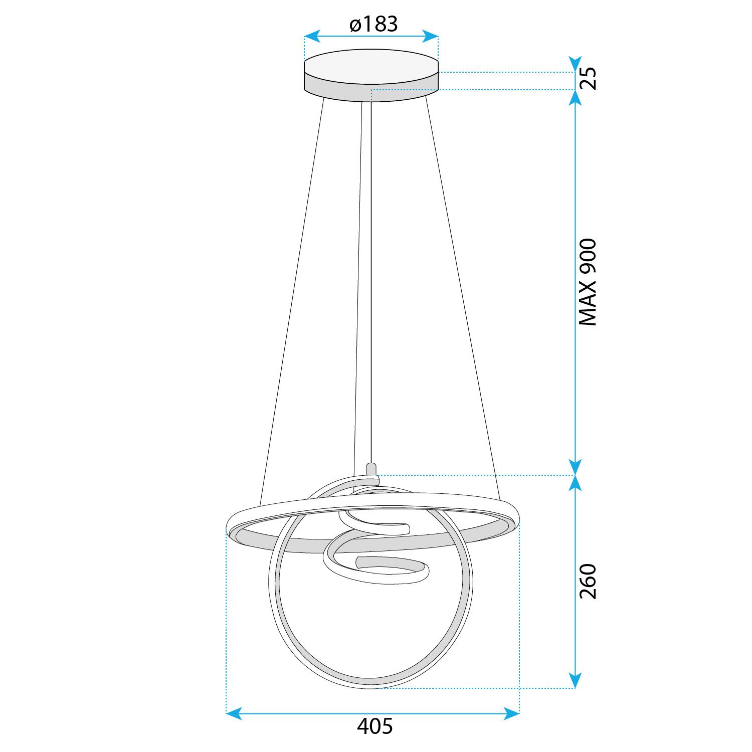 Toolight, LED závesné svietidlo 3x20W, 4000K, G066-CP, zlatá lesklá, OSW-08699