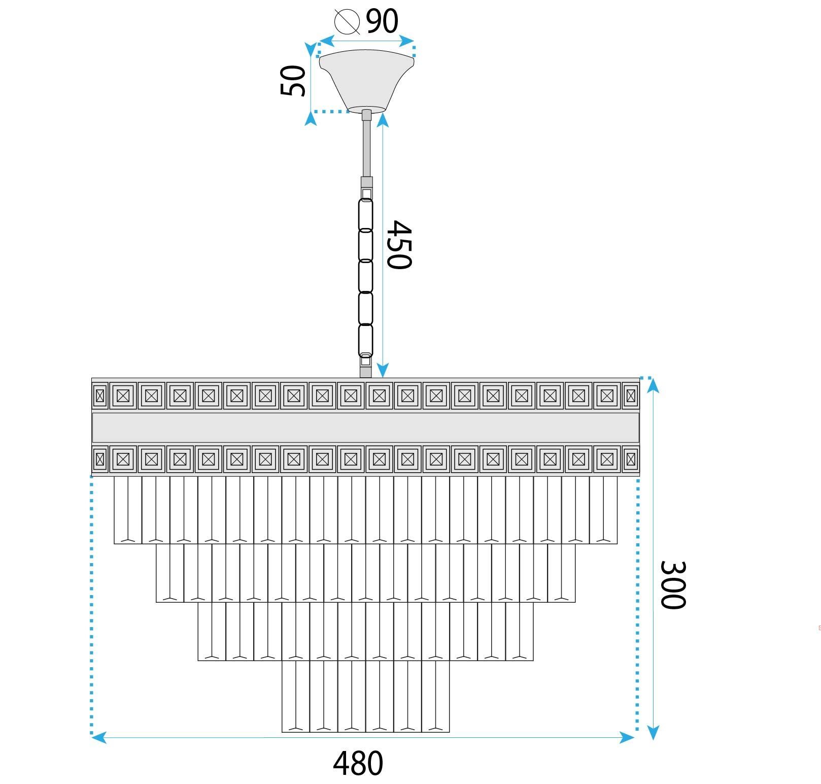 Toolight, závesné svietidlo 50cm, 7xE14, G048-CP, zlatá, OSW-08942