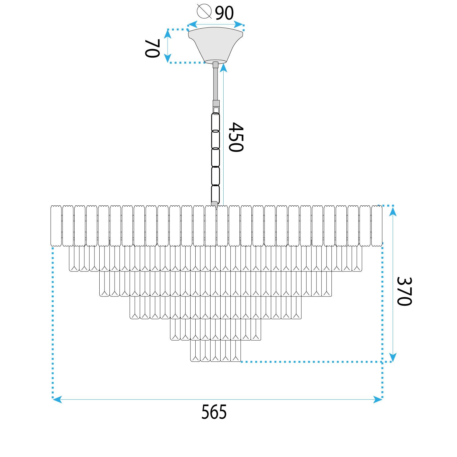 Toolight, krištáľové závesné svietidlo 60cm, 8xE14, G058-CP, zlatá, OSW-08992
