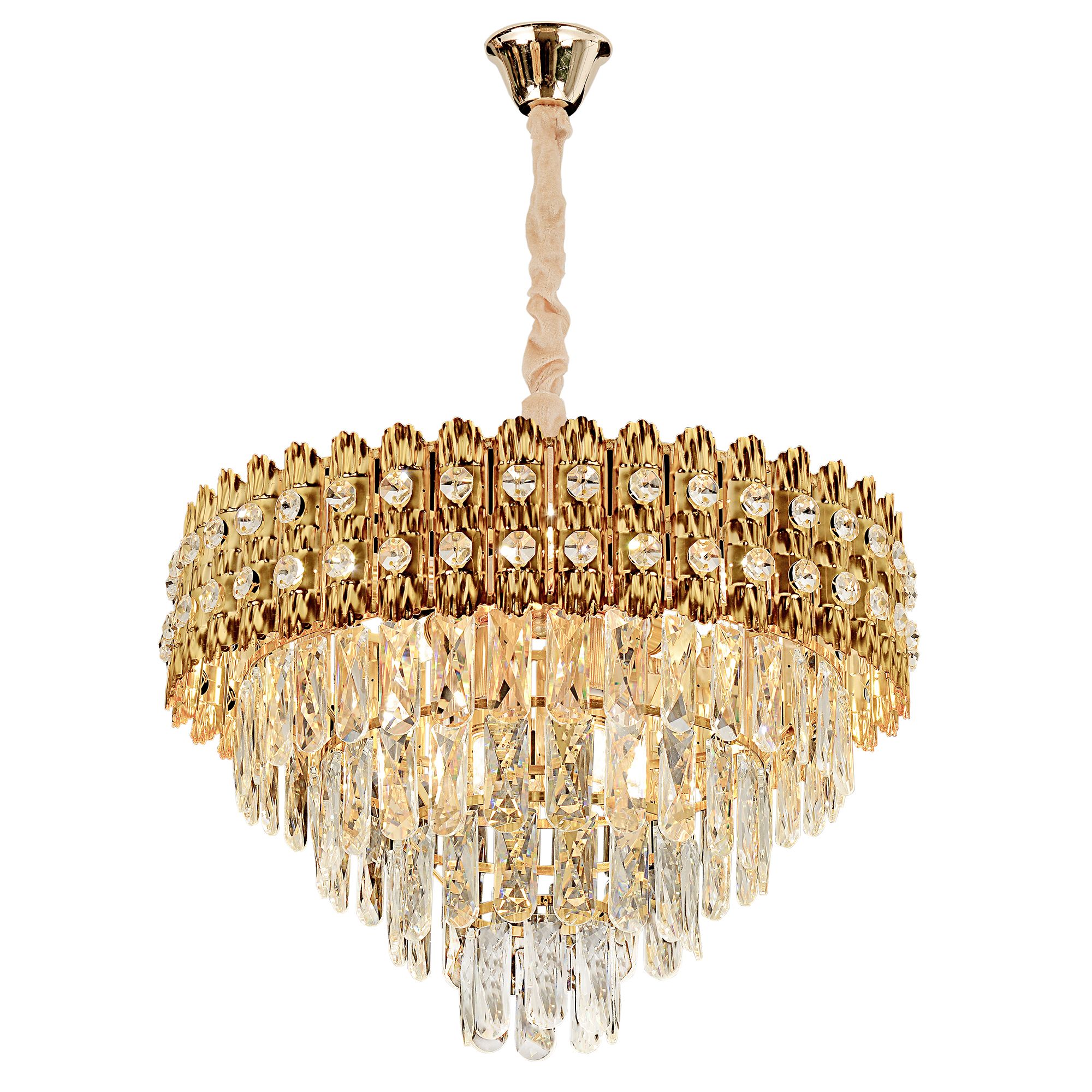 Toolight, krištáľové závesné svietidlo 60cm, 8xE14, G058-CP, zlatá, OSW-08992