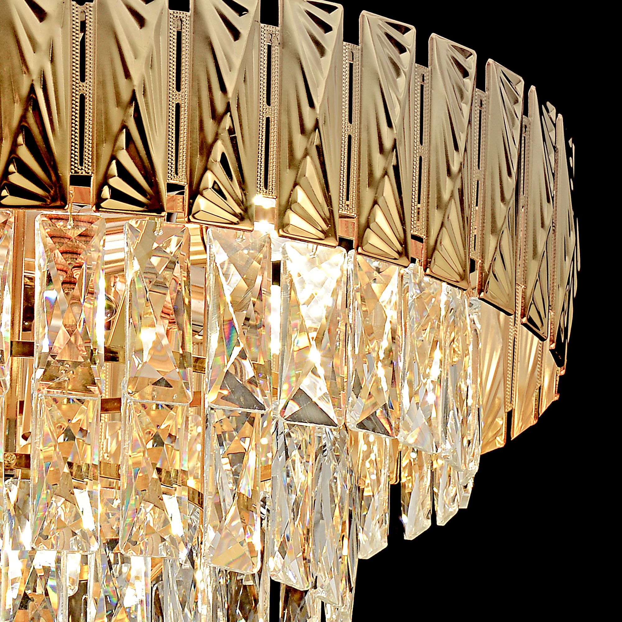 Toolight, závesné krištáľové svietidlo 80cm, 12xE14, G061-CP, zlatá, OSW-08995