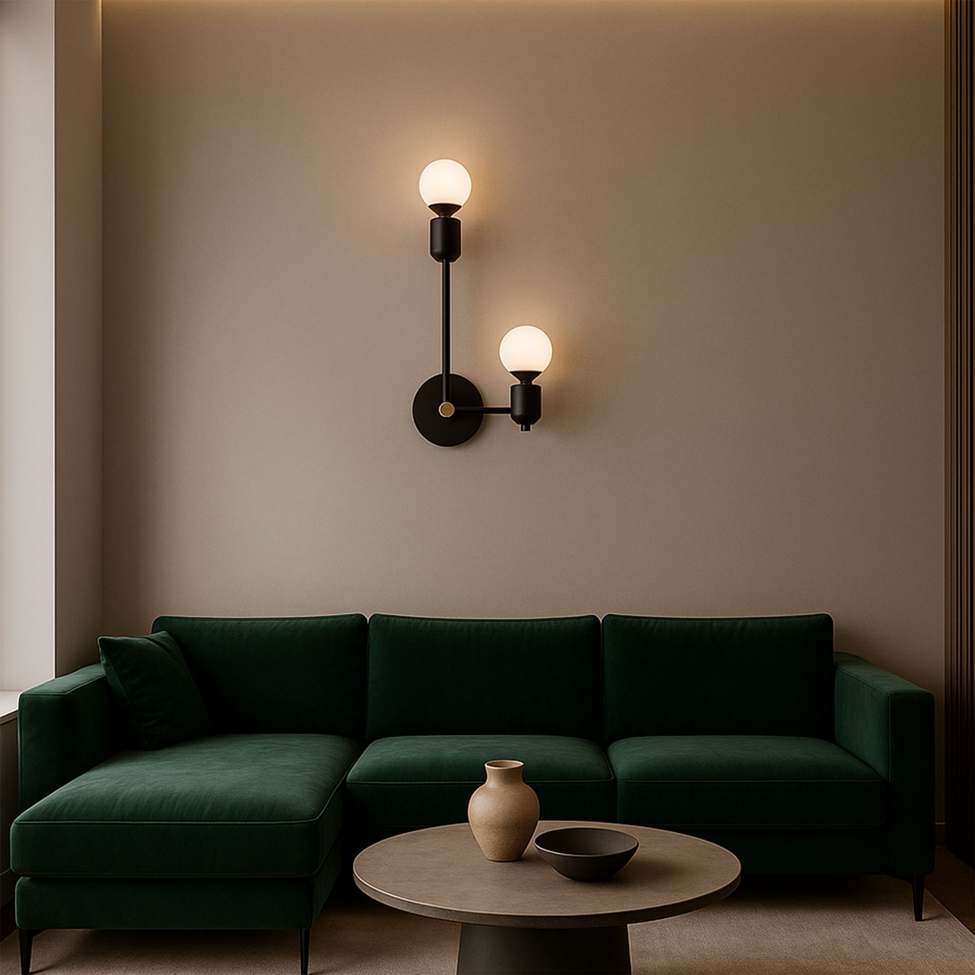 Toolight, nástenné svietidlo 40cm, 2xE27, APP1707-2W, čierna-zlatá, OSW-03626