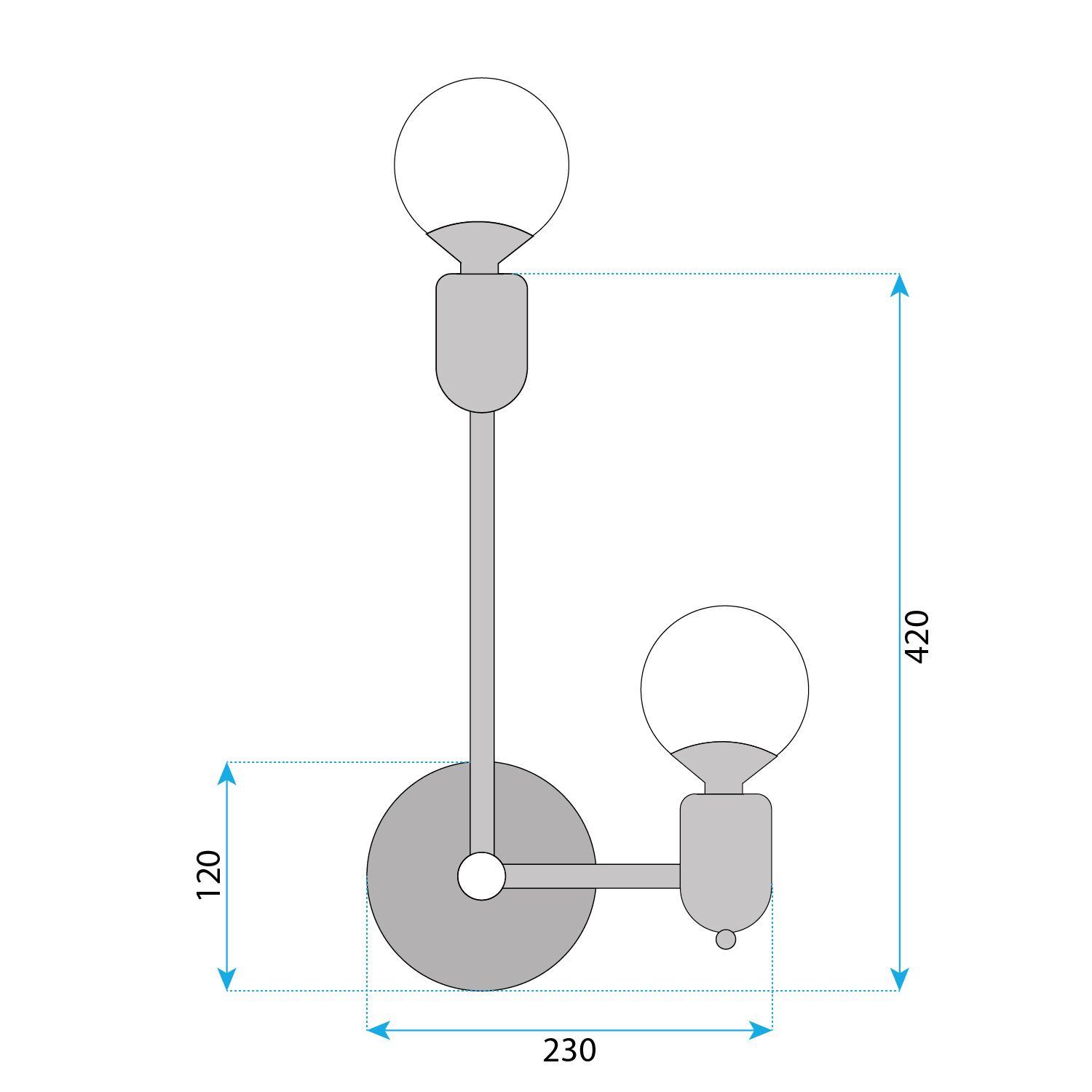 Toolight, nástenné svietidlo 40cm, 2xE27, APP1707-2W, čierna-zlatá, OSW-03626