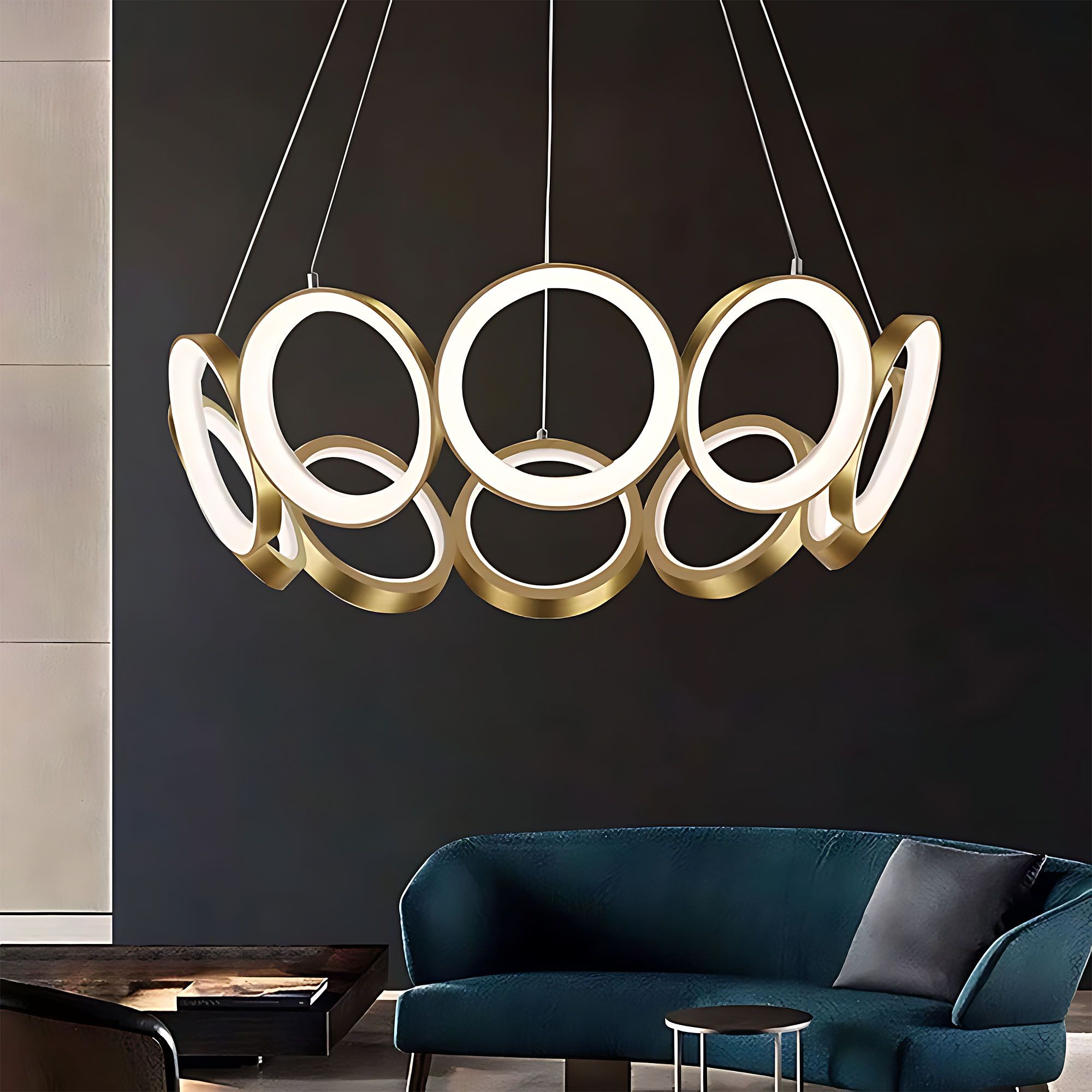 Toolight, LED závesné svietidlo 80cm, 70W, 4000K, 3269lm, APP1800-CP, zlatá matná, OSW-09667