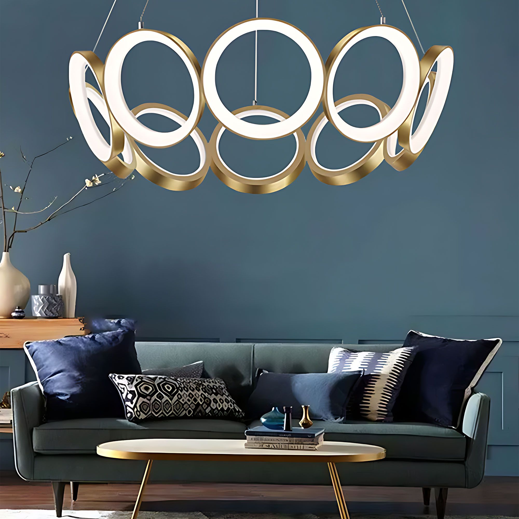 Toolight, LED závesné svietidlo 80cm, 70W, 4000K, 3269lm, APP1800-CP, zlatá matná, OSW-09667