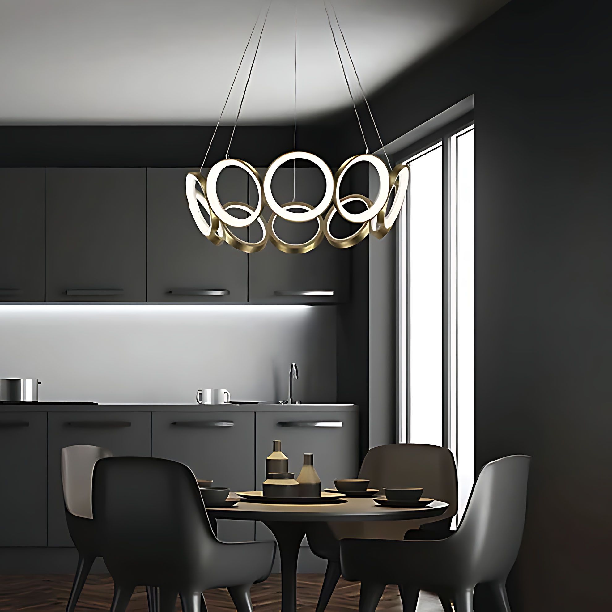 Toolight, LED závesné svietidlo 80cm, 70W, 4000K, 3269lm, APP1800-CP, zlatá matná, OSW-09667