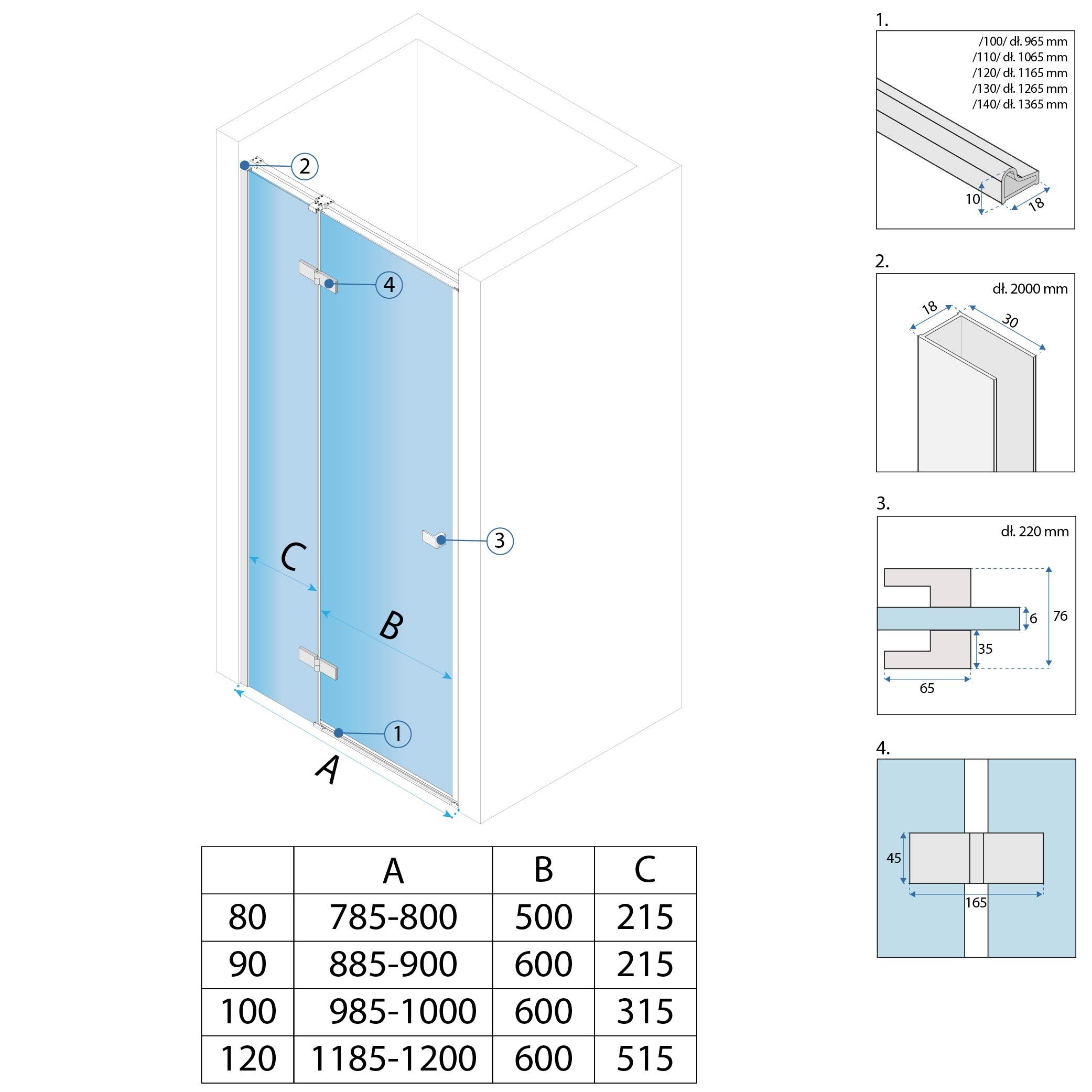 Rea Atlas, sprchové dvere 80x200cm, ľavý variant, 6mm číre sklo, chrómový profil, KPL-K4662