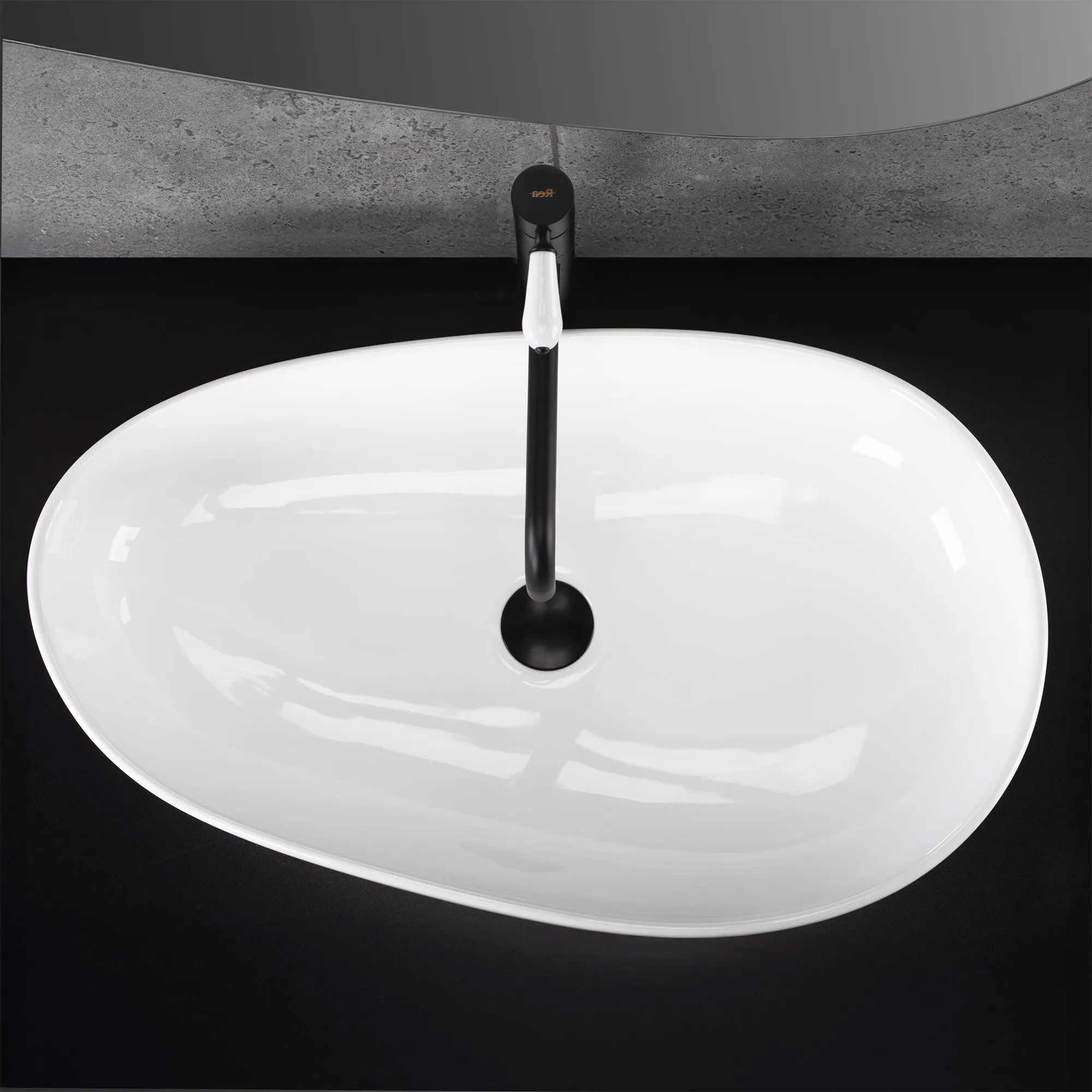 Rea Sandra, umývadlo na dosku 650x400x130 mm, biela lesklá, REA-U8423