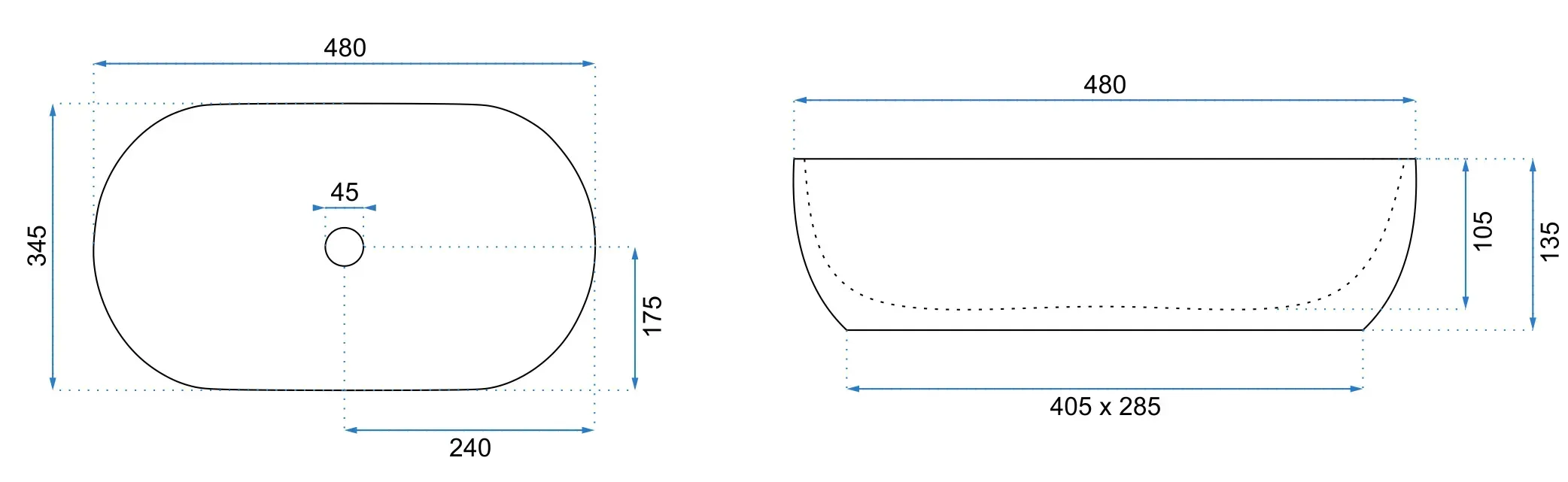Rea Amelia, umývadlo na dosku 480x345x135 mm, imitácia kameňa, REA-U8489