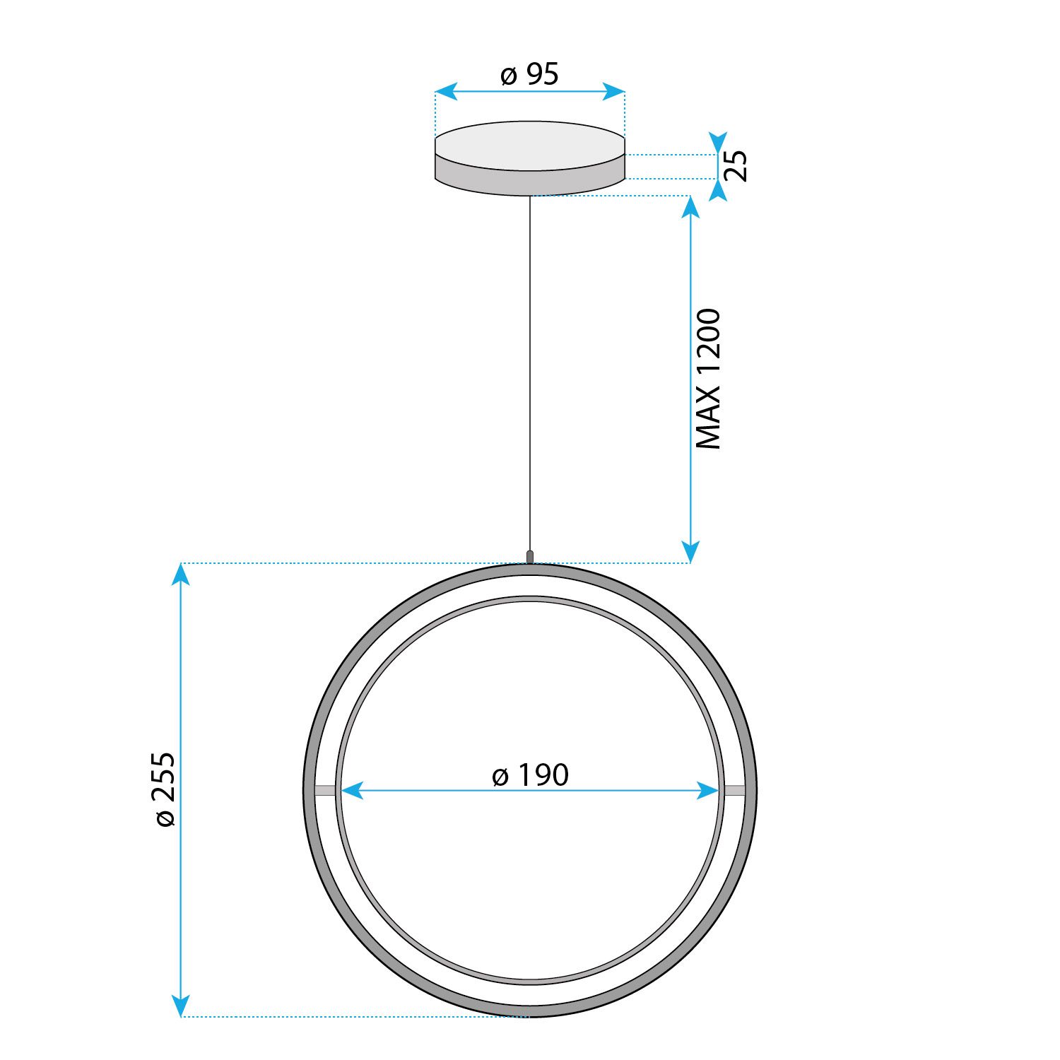 Toolight, závesné LED svietidlo 26cm, 4000K, APP1791-CP, zlatá matná, OSW-06068
