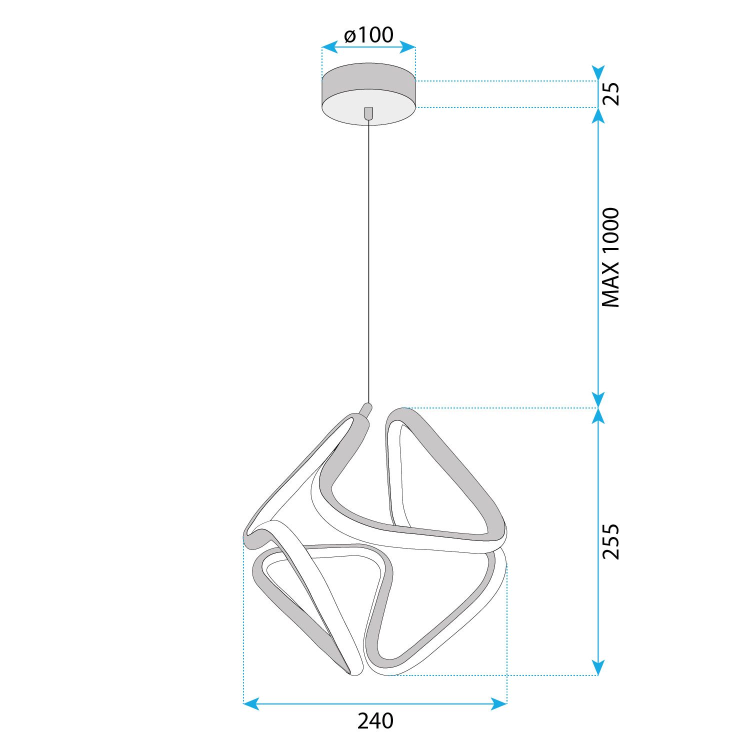 Toolight, LED stropné svietidlo 25x29cm, 4000K, G067-CP, zlatá lesklá, OSW-08666
