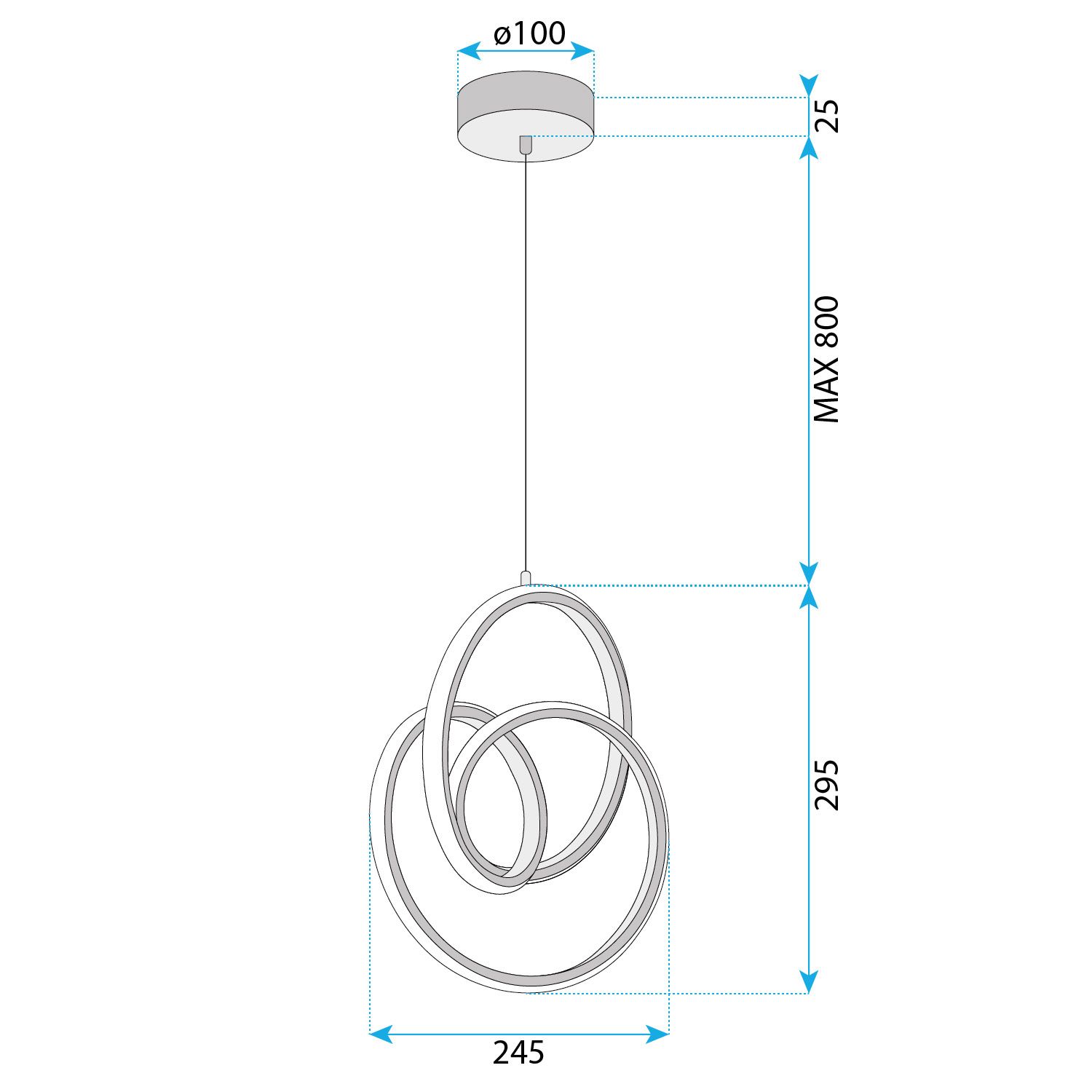 Toolight, LED závesné svietidlo 25x30cm, 24W, 4000K, G076-1CP, zlatá lesklá, OSW-08650