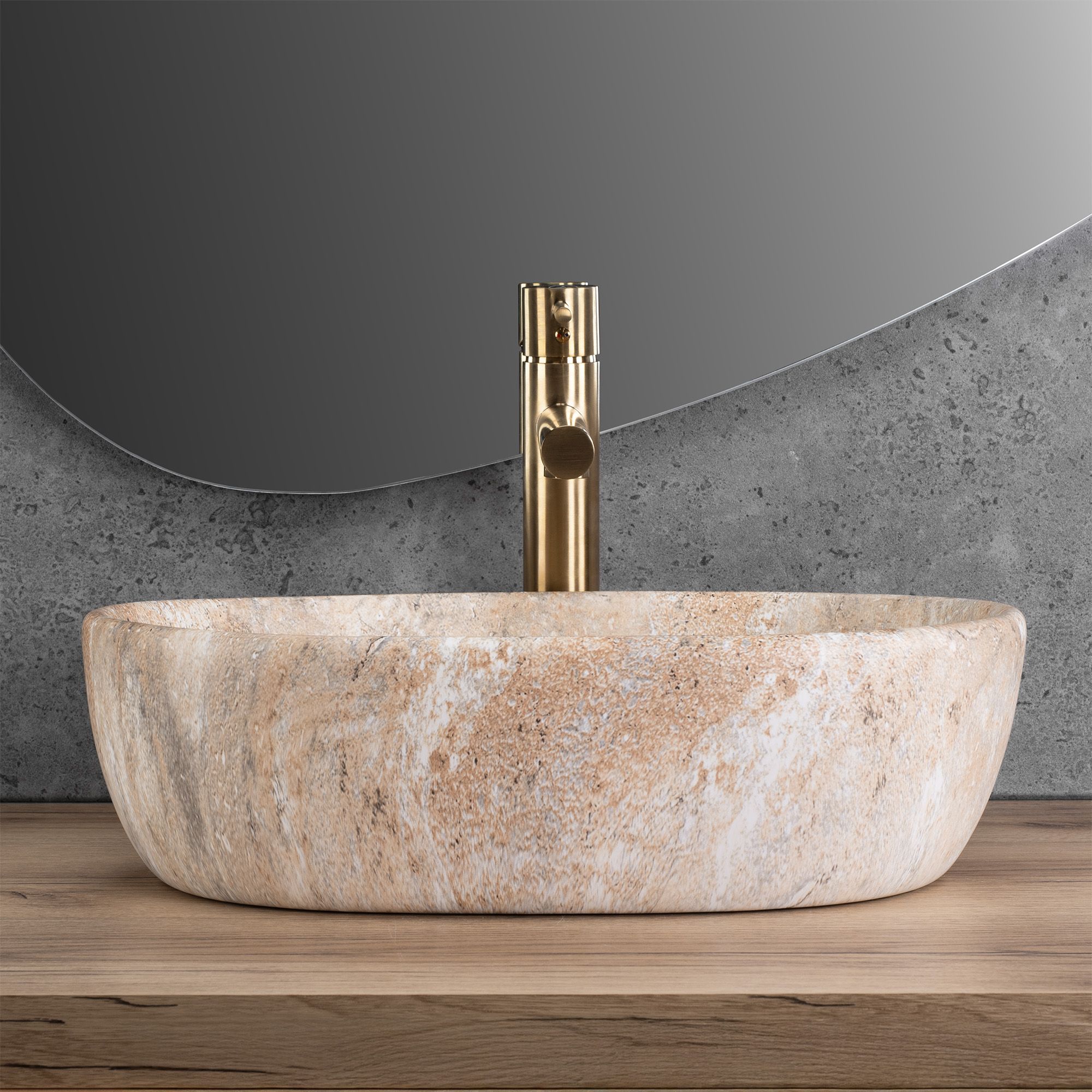 Rea Amelia, umývadlo na dosku 480x345x135 mm, imitácia kameňa Savana Matt, REA-U3000