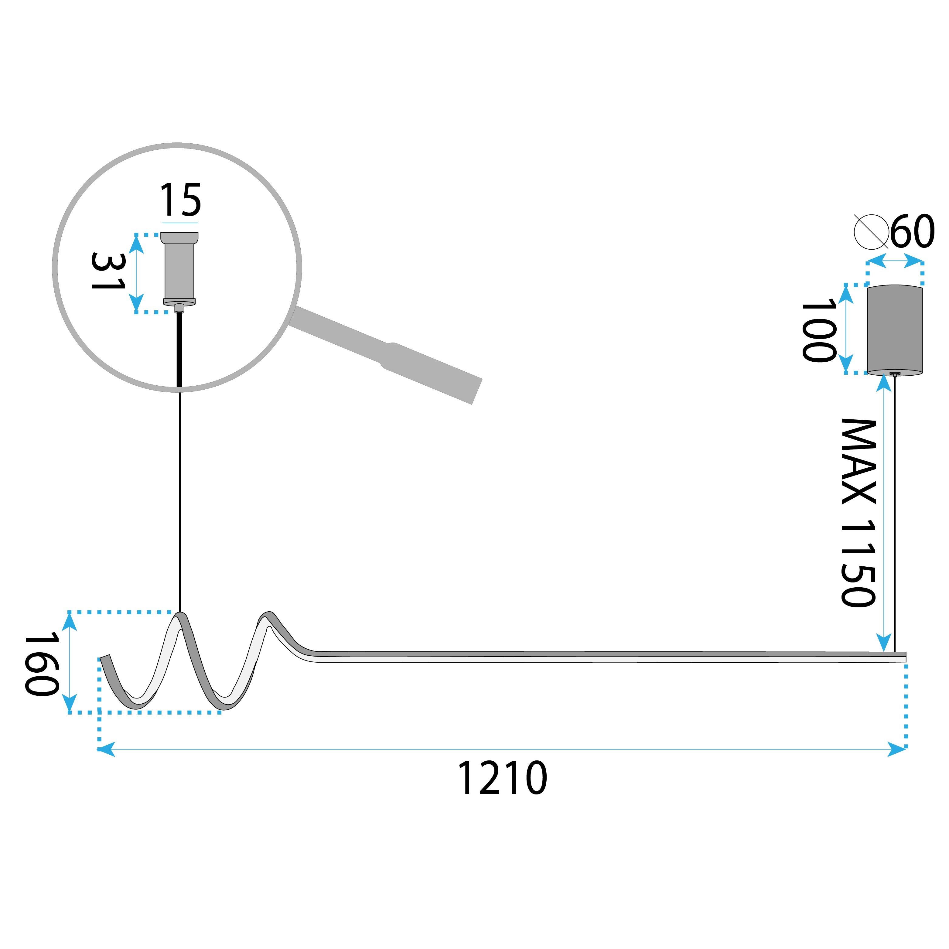 Toolight, LED závesné svietidlo 120cm, 36W, 3000K, LHJ030-CP, čierna, OSW-50013
