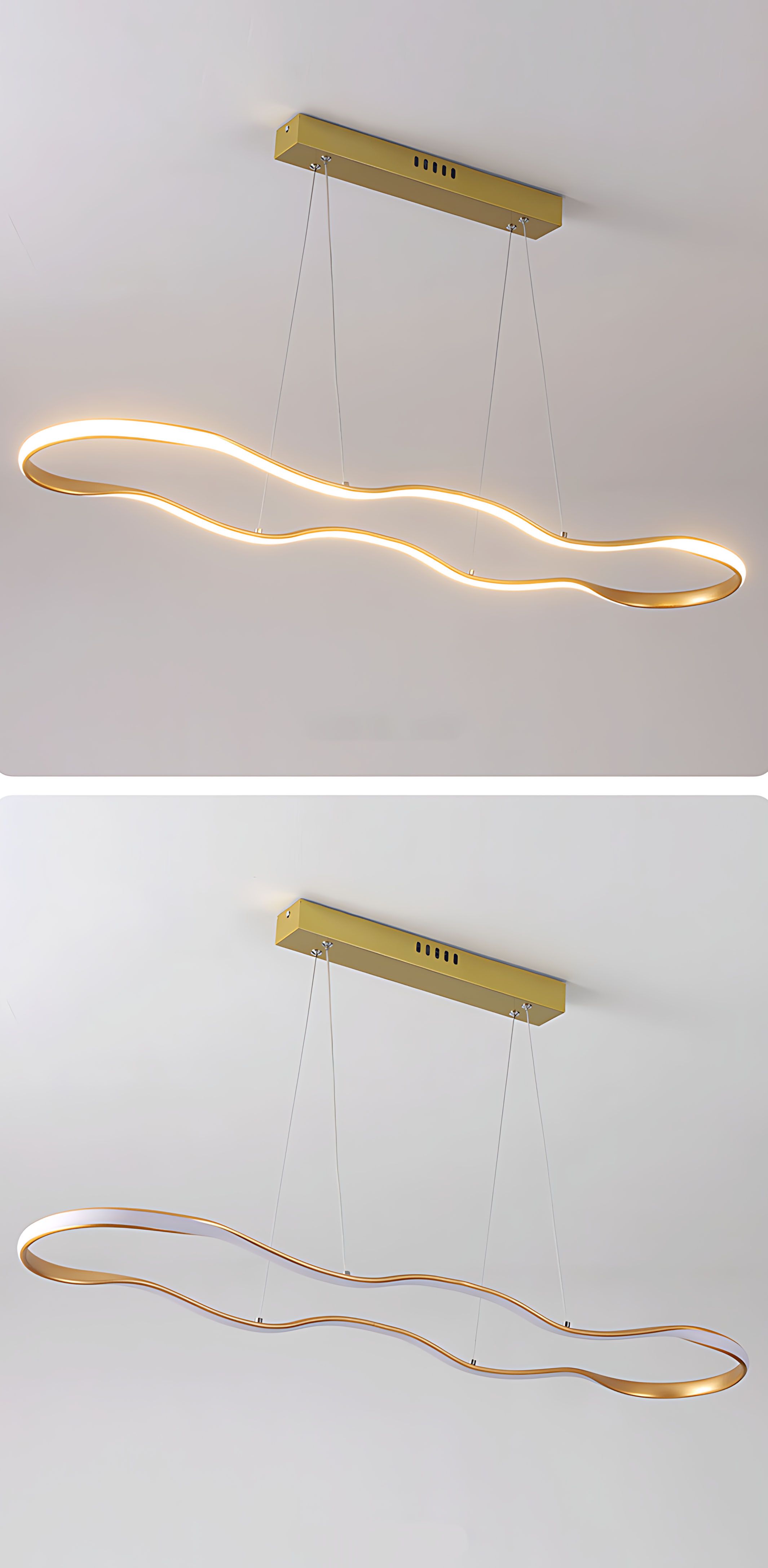 Toolight, stropné svietidlo 120cm, 24W, 3000K, LHJ027-CP, zlatá lesklá, OSW-50012