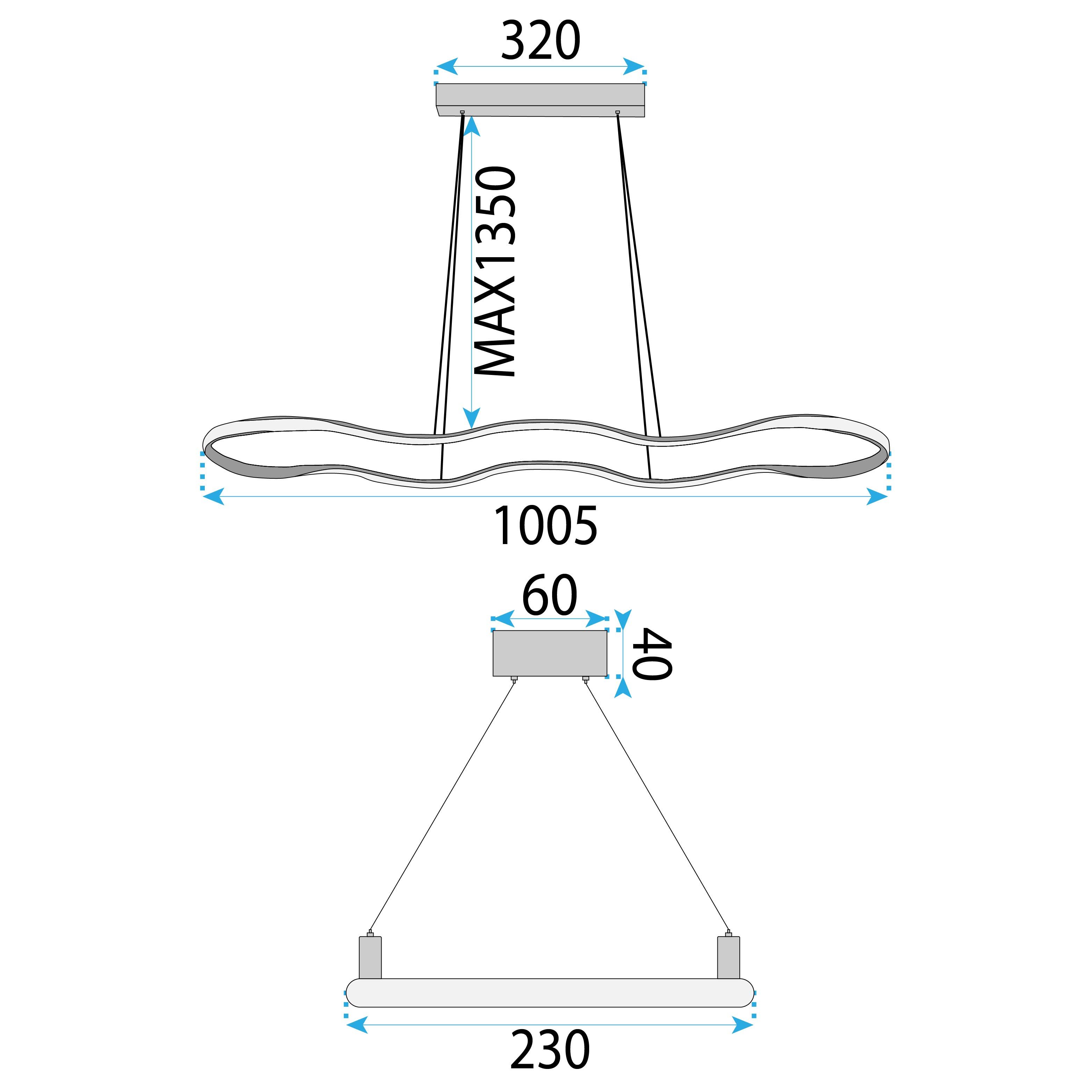Toolight, stropné svietidlo 120cm, 24W, 3000K, LHJ027-CP, zlatá lesklá, OSW-50012
