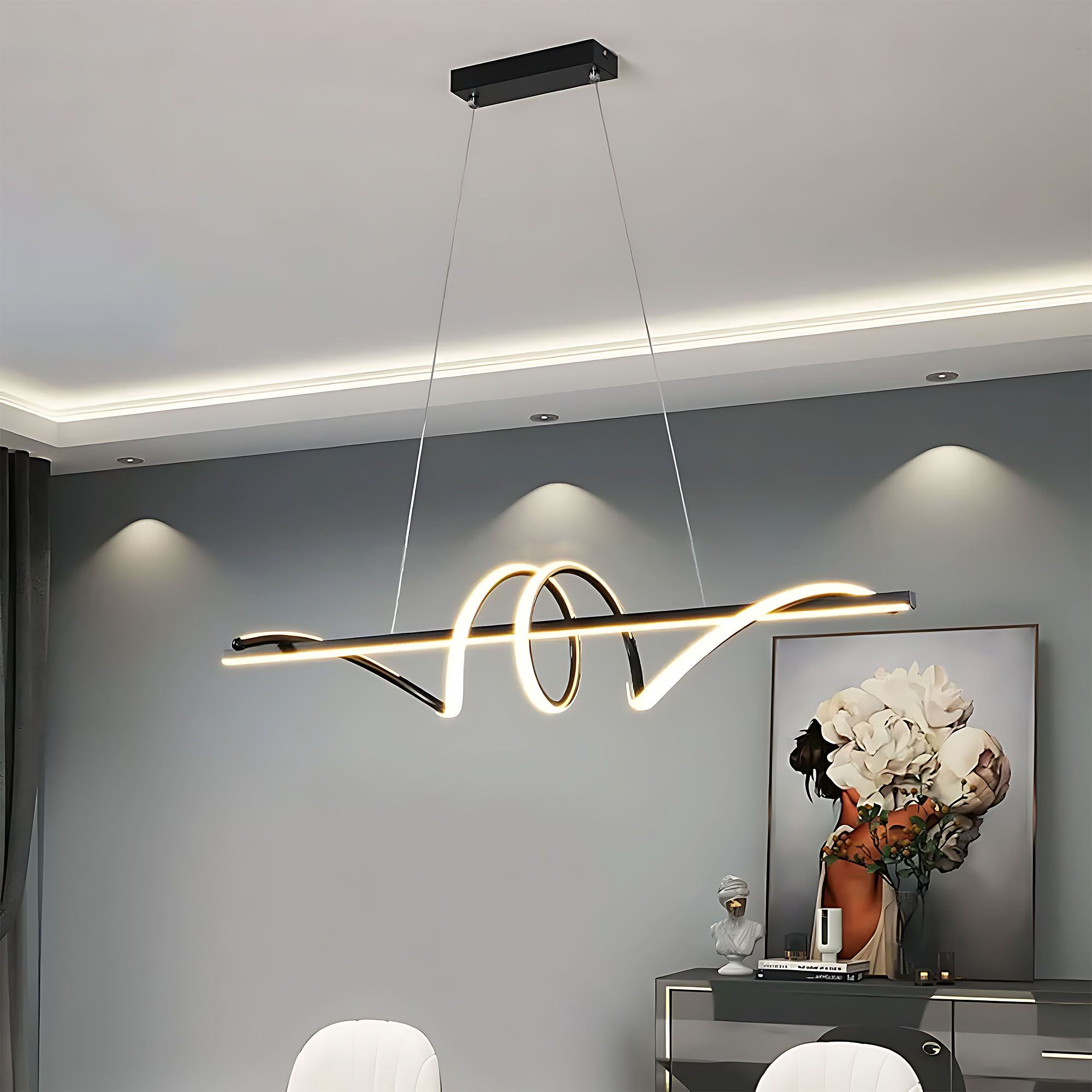 Toolight, LED stropné svietidlo 120cm, 50W, 3000K, LHJ023-CP, čierna matná, OSW-50011