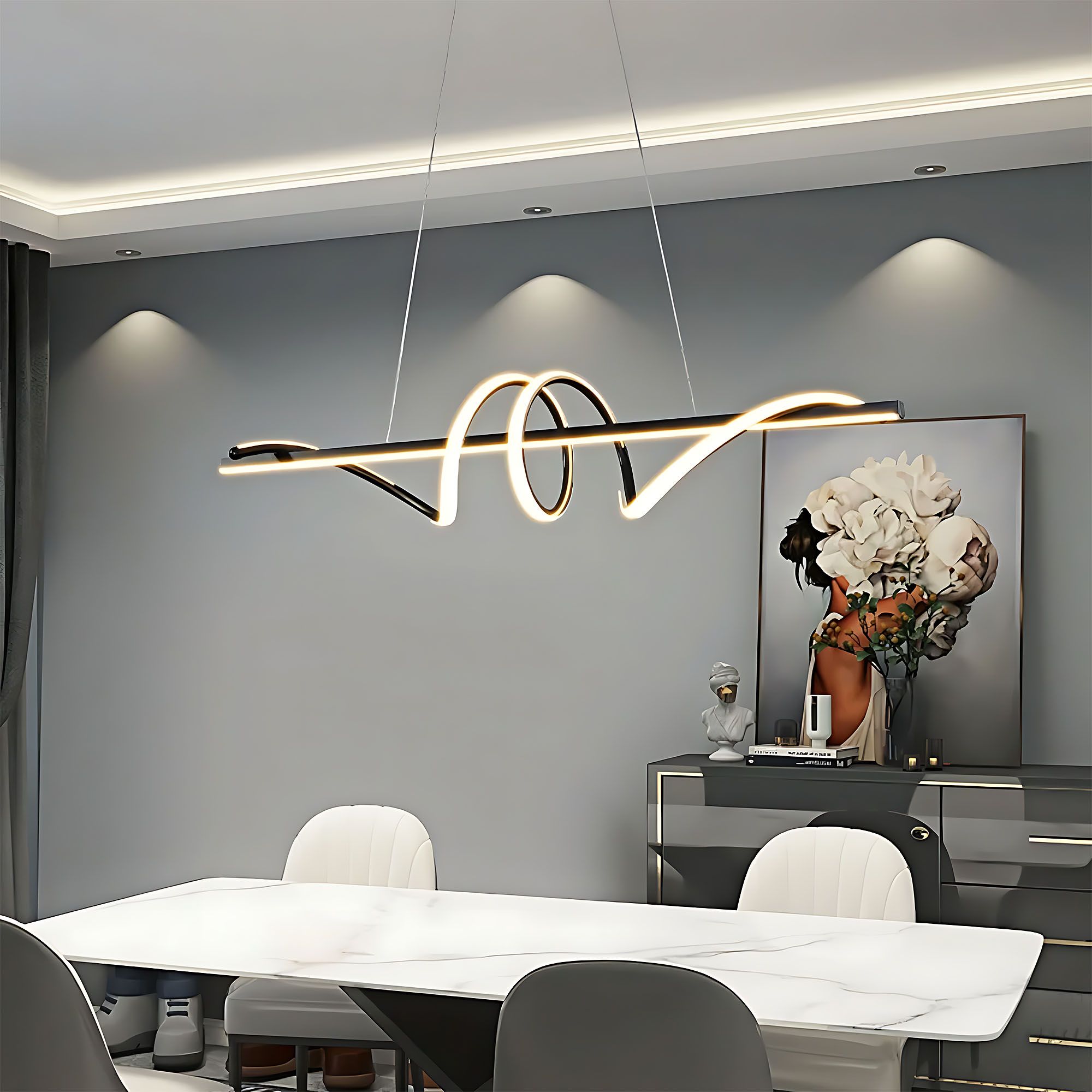 Toolight, LED stropné svietidlo 120cm, 50W, 3000K, LHJ023-CP, čierna matná, OSW-50011