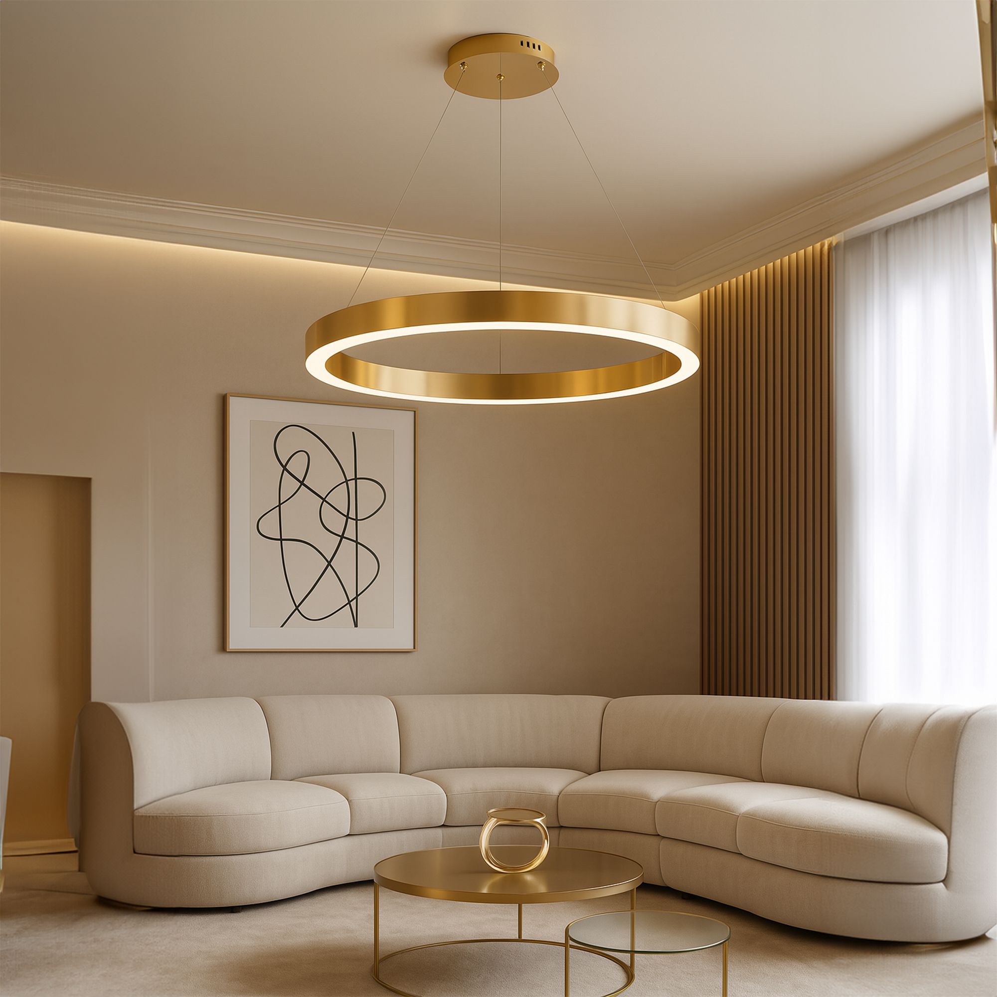 Toolight, LED stropné osvetlenie 60cm, 60W, 3000K, LHJ051-CP1 C, zlatá matná, OSW-50025