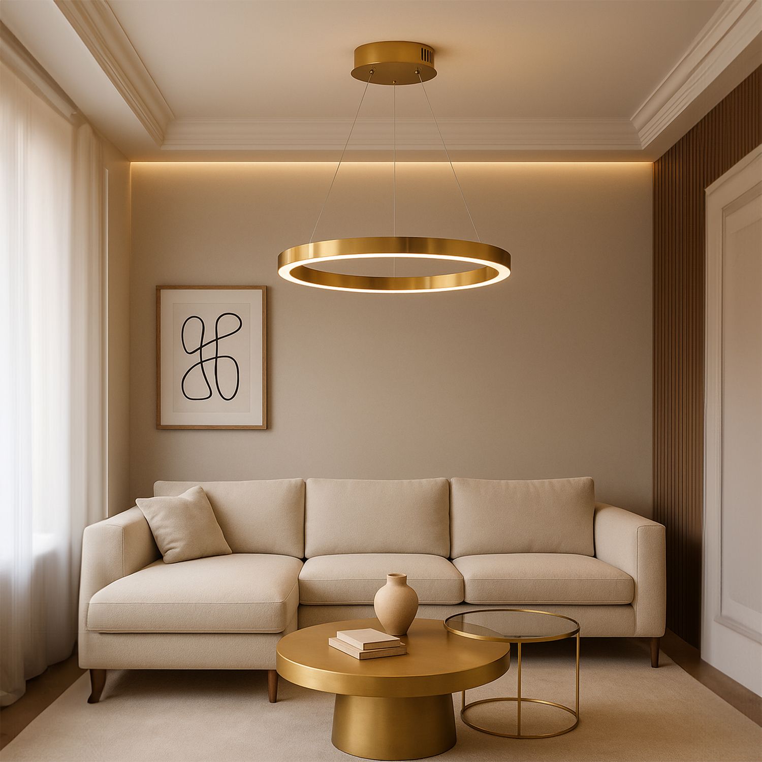 Toolight, LED stropné osvetlenie 60cm, 60W, 3000K, LHJ051-CP1 C, zlatá matná, OSW-50025