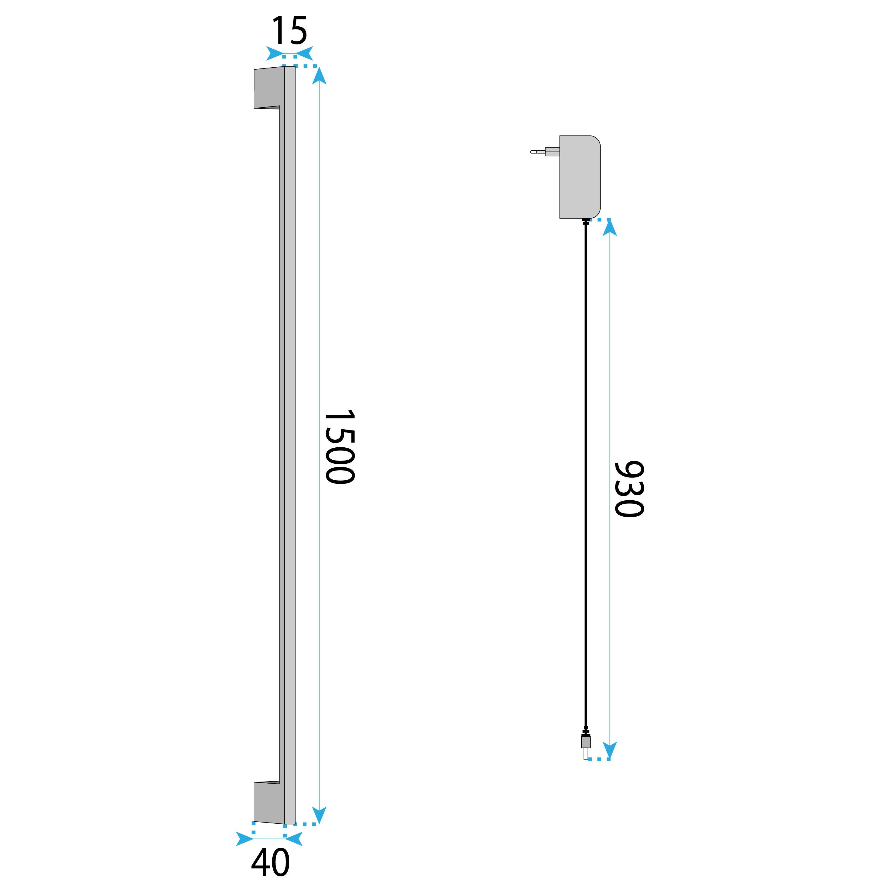 Toolight, LED nástenné svietidlo 150cm, 20W, 3000K, LHJ066-W, čierna matná, OSW-60034
