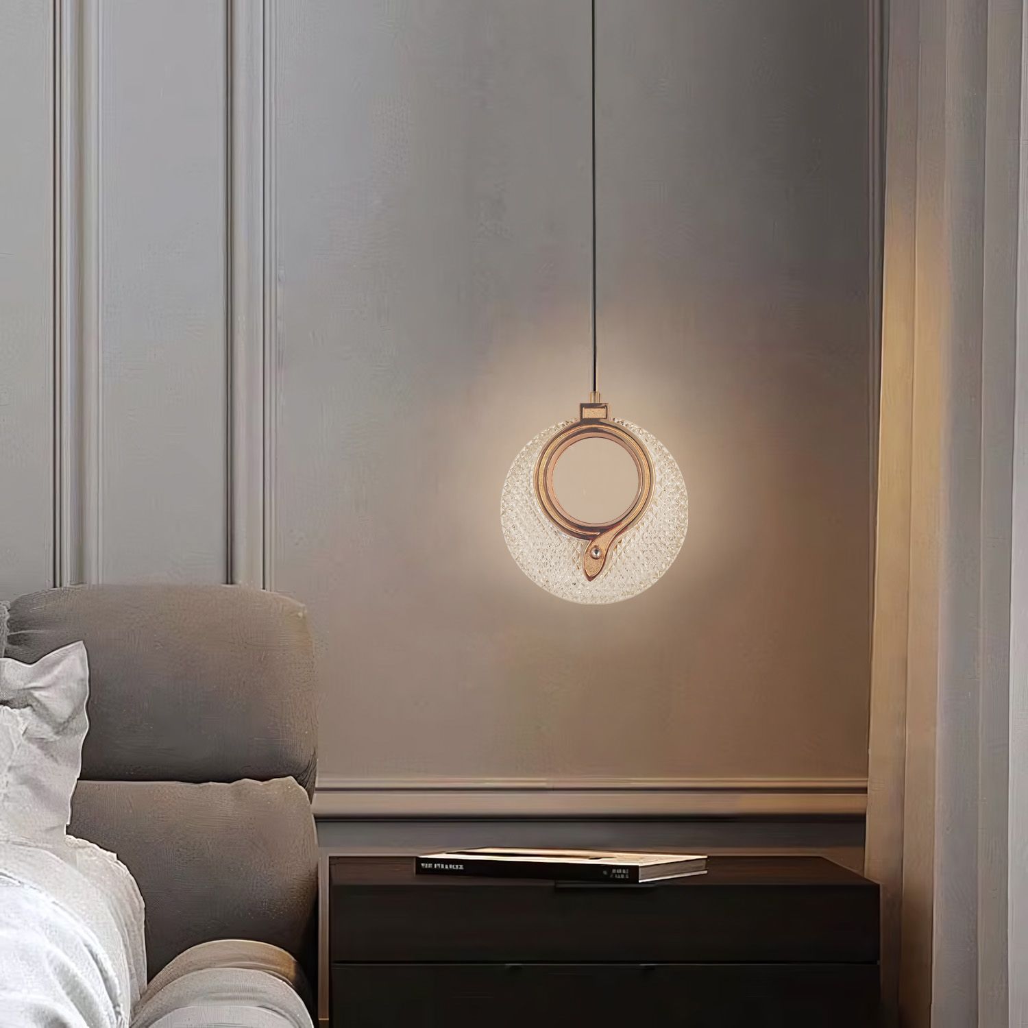 Toolight, LED krištáľové závesné svietidlo 18x17cm, 12W, 3000K, LHJ110-1CP, ružové zlato, OSW-60051