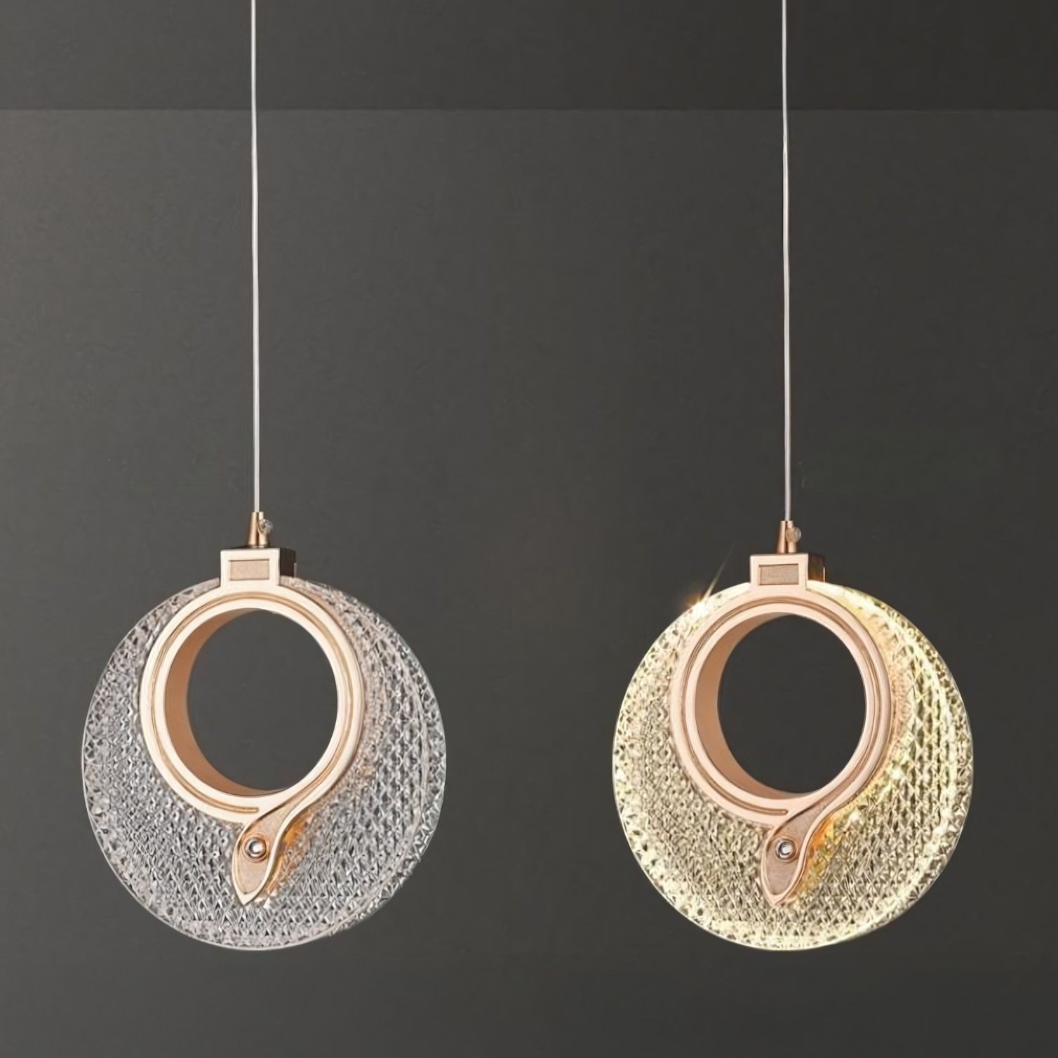 Toolight, LED krištáľové závesné svietidlo 18x17cm, 12W, 3000K, LHJ110-1CP, ružové zlato, OSW-60051