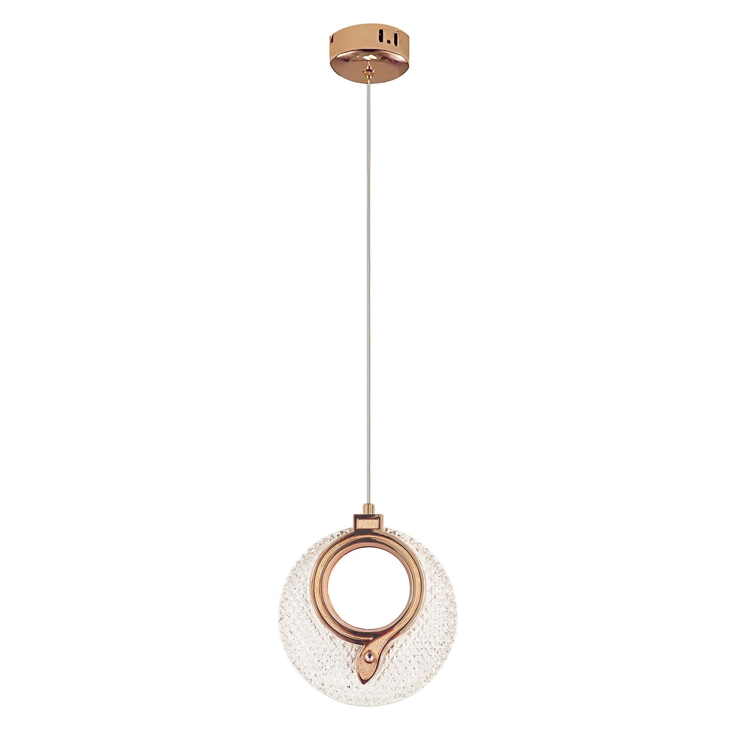 Toolight, LED krištáľové závesné svietidlo 18x17cm, 12W, 3000K, LHJ110-1CP, ružové zlato, OSW-60051