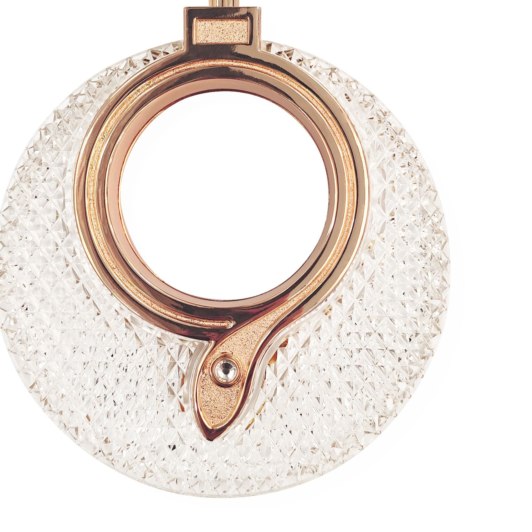 Toolight, LED krištáľové závesné svietidlo 18x17cm, 12W, 3000K, LHJ110-1CP, ružové zlato, OSW-60051