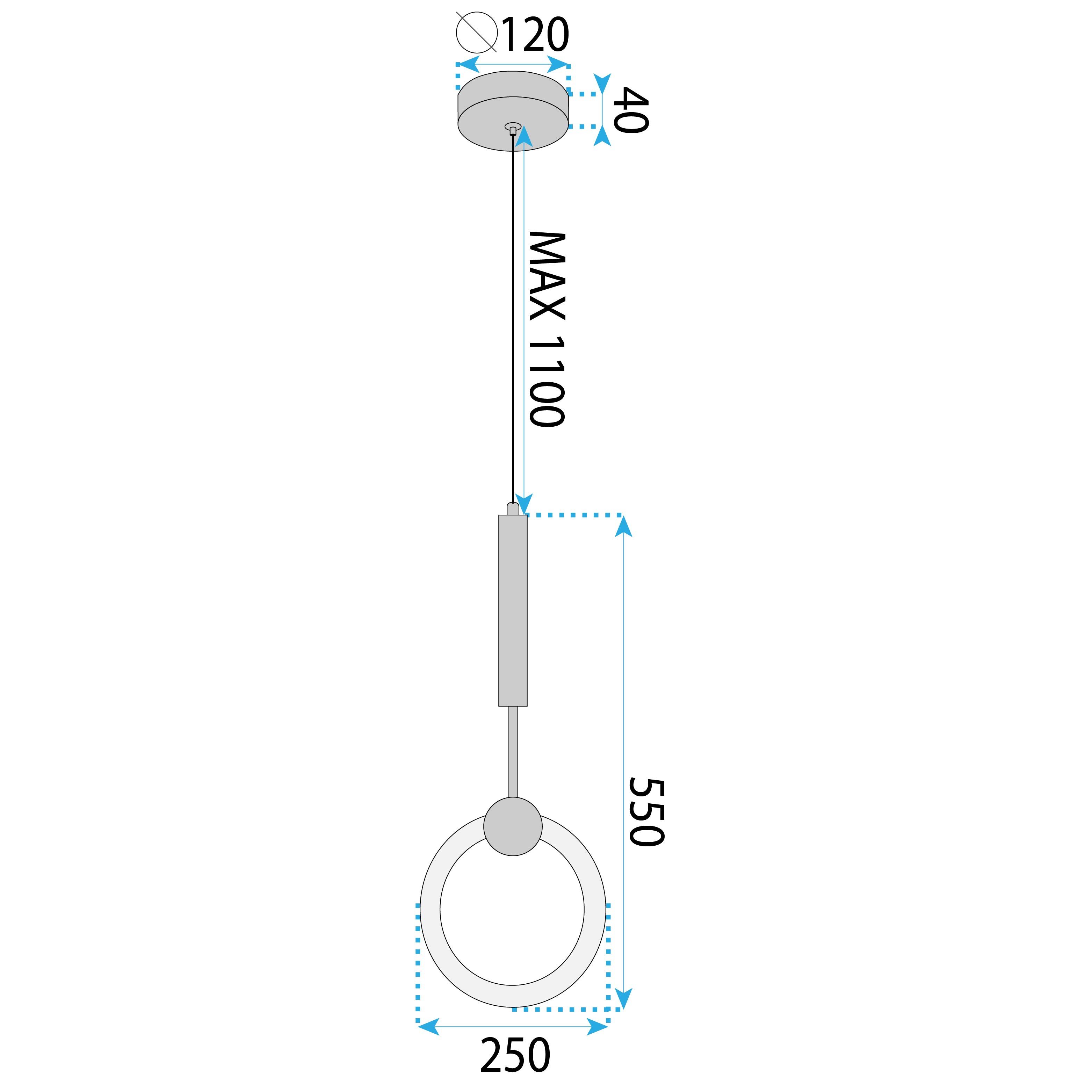 Toolight, LED závesné svietidlo 25x55cm, 10W, 3000K, LHJ059-CP1, zlatá matná, OSW-60031