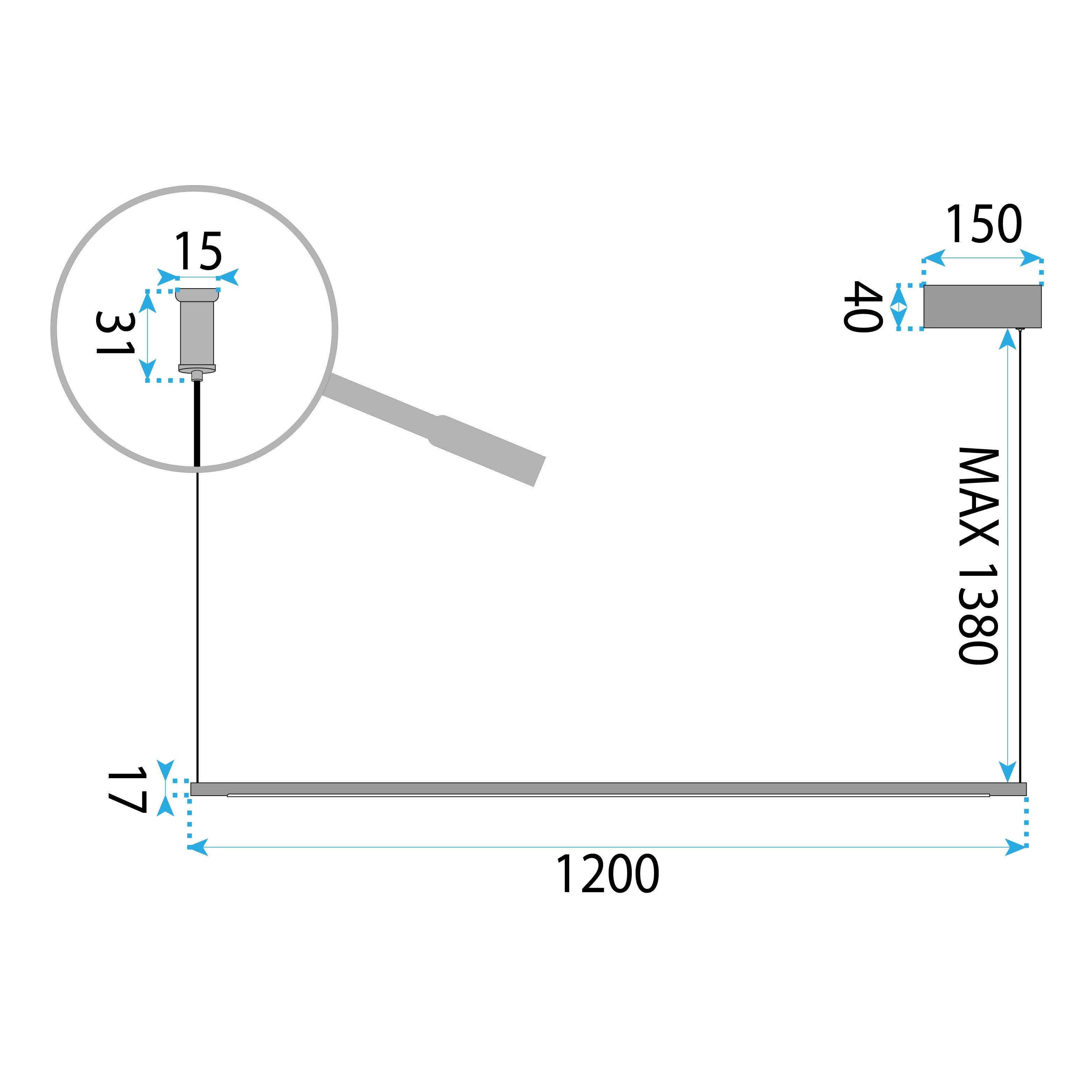 Toolight, LED závesné osvetlenie 120cm, 15W, 3000K, LHJ031-CP, čierna matná, OSW-50014
