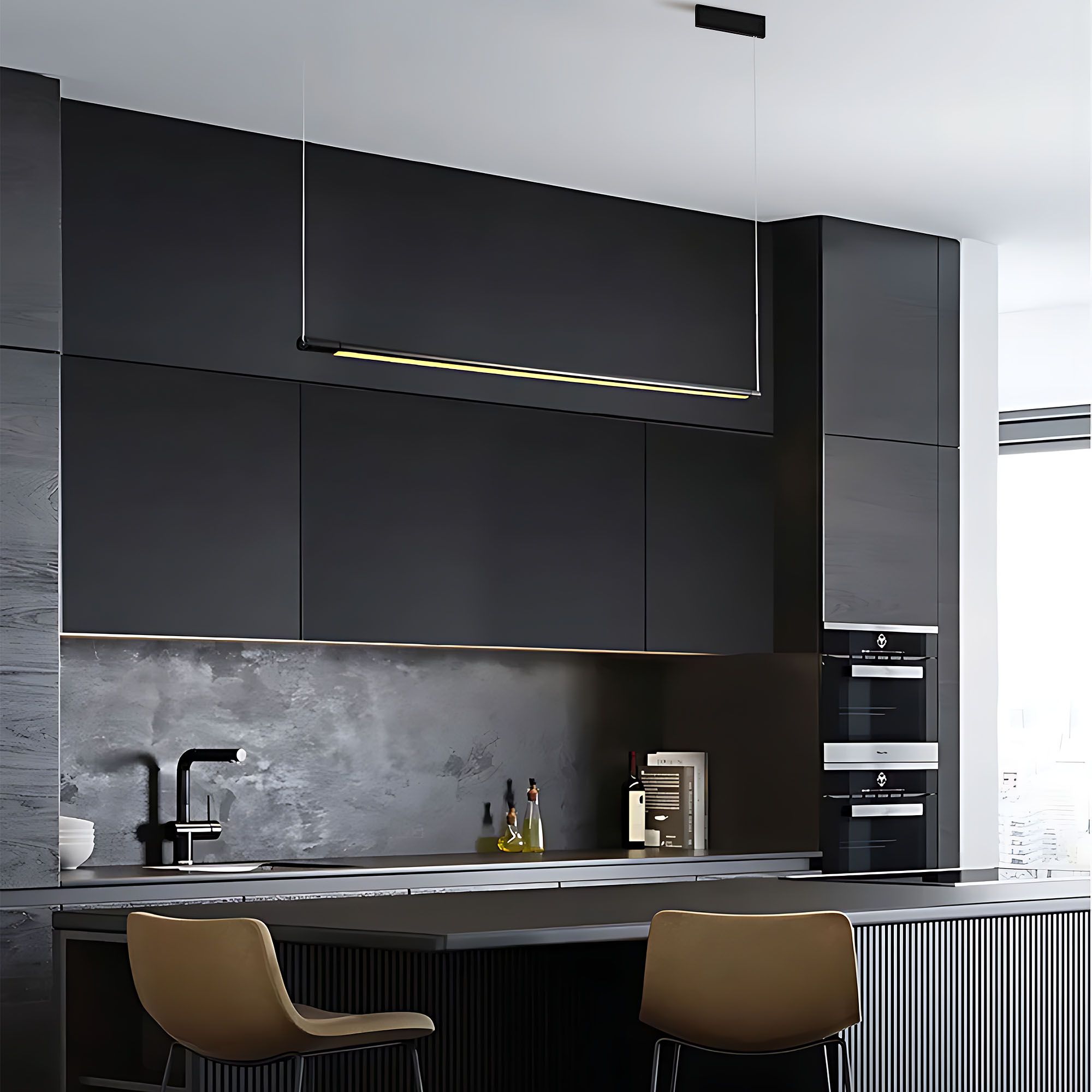 Toolight, LED závesné osvetlenie 120cm, 15W, 3000K, LHJ031-CP, čierna matná, OSW-50014