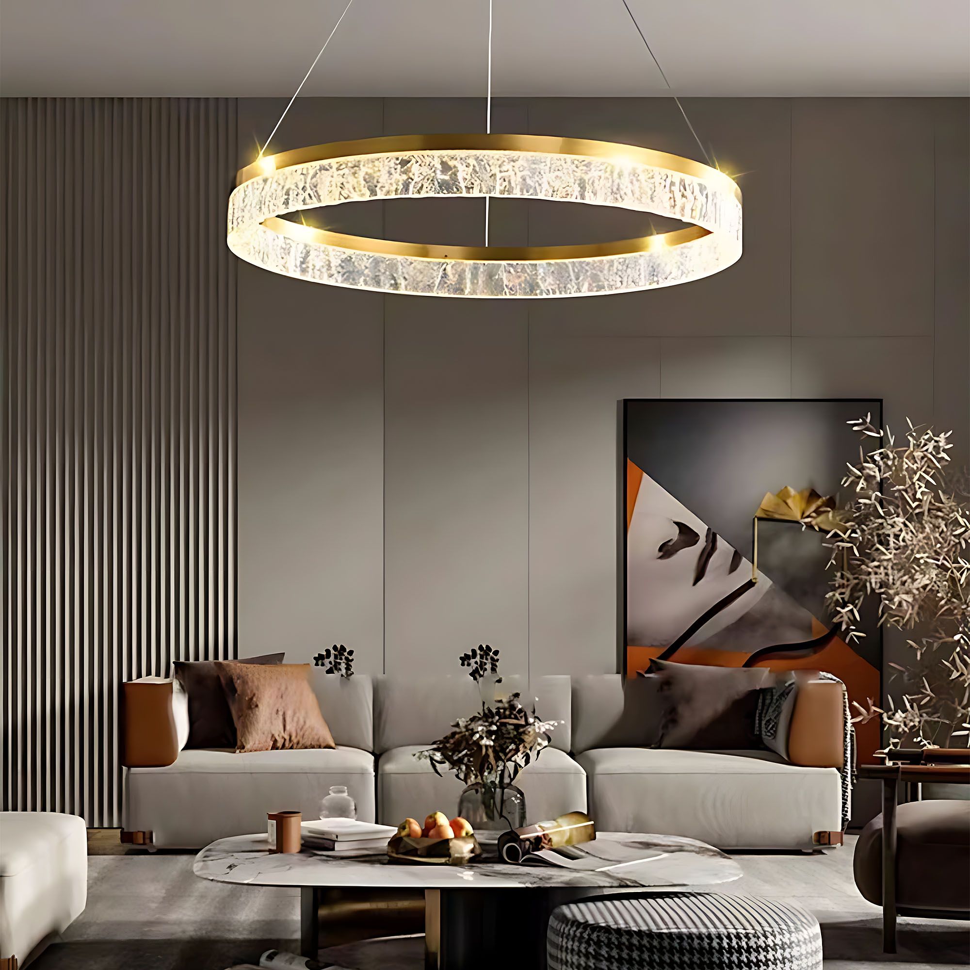 Toolight, LED závesné osvetlenie 80cm, 50W, 3000K, LHJ047-CP, zlatá lesklá, OSW-50022