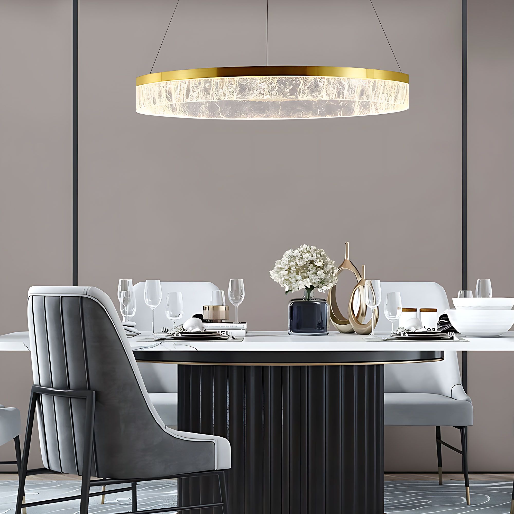 Toolight, LED závesné osvetlenie 80cm, 50W, 3000K, LHJ047-CP, zlatá lesklá, OSW-50022