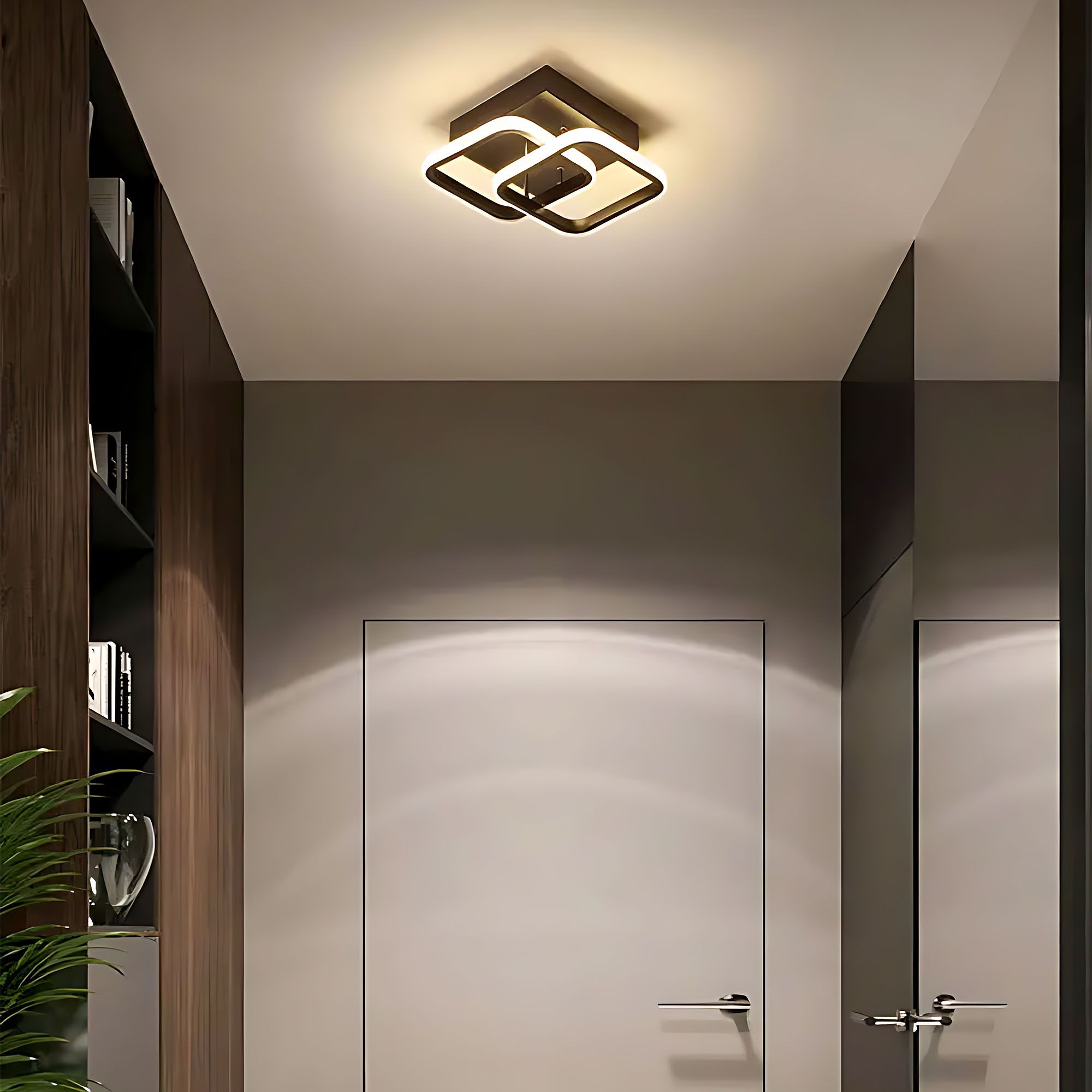 Toolight, LED stropné svietidlo 23x23cm, 22W, 3000K, LHJ074-C, čierna matná, OSW-50034