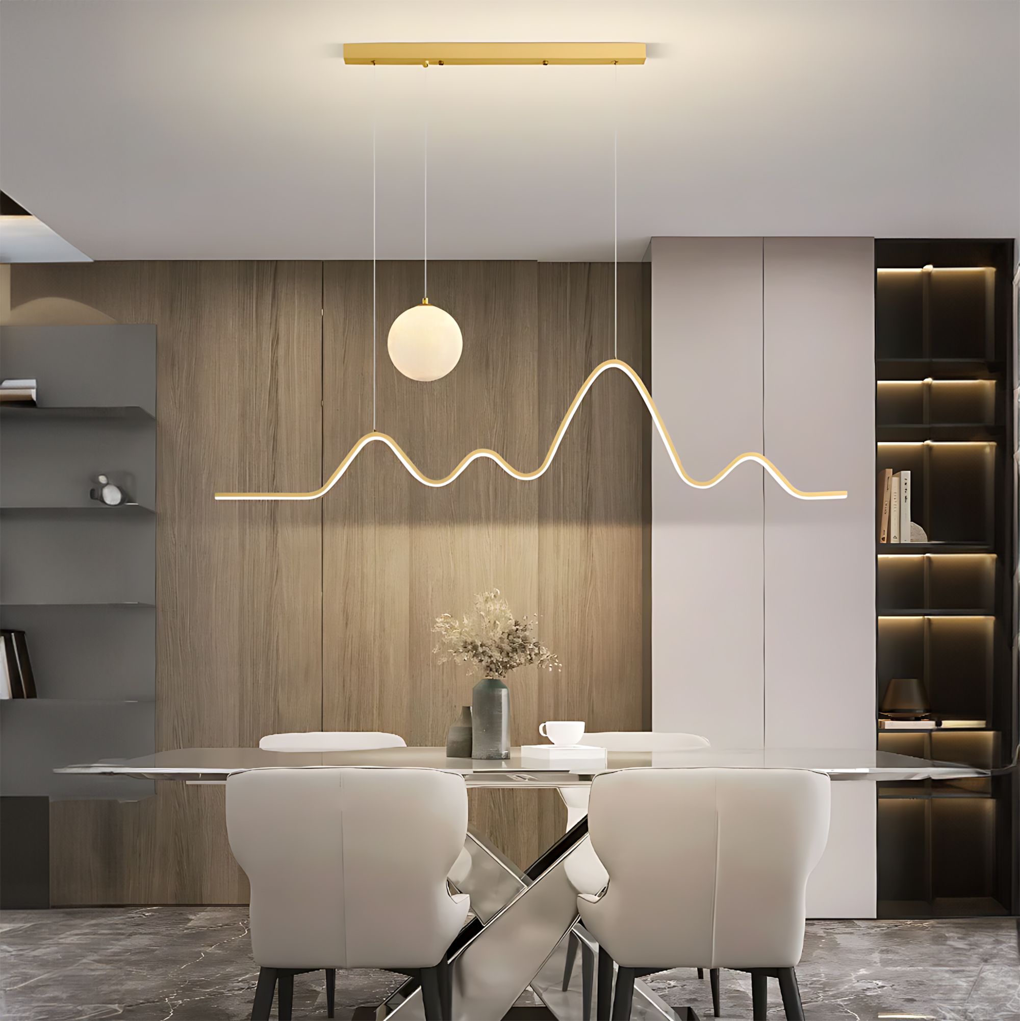 Toolight, LED závesné osvetlenie 120cm, 36W, 3000K, LHJ034-CP, zlatá matná, OSW-60021
