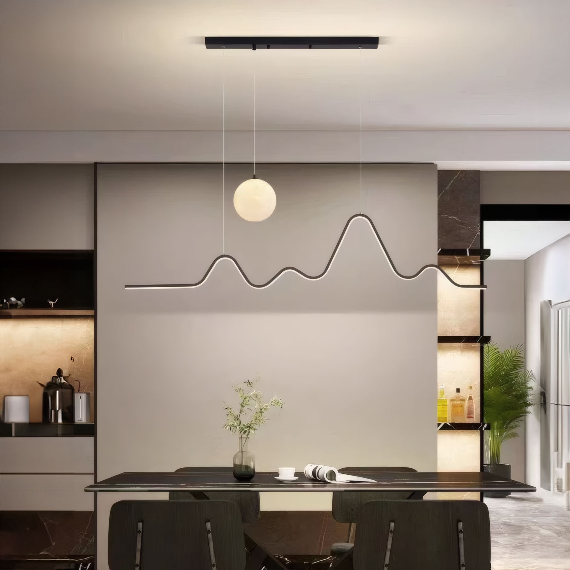 Toolight, LED závesné osvetlenie 120cm, 36W, 3000K, LHJ033-CP, čierna matná, OSW-60020