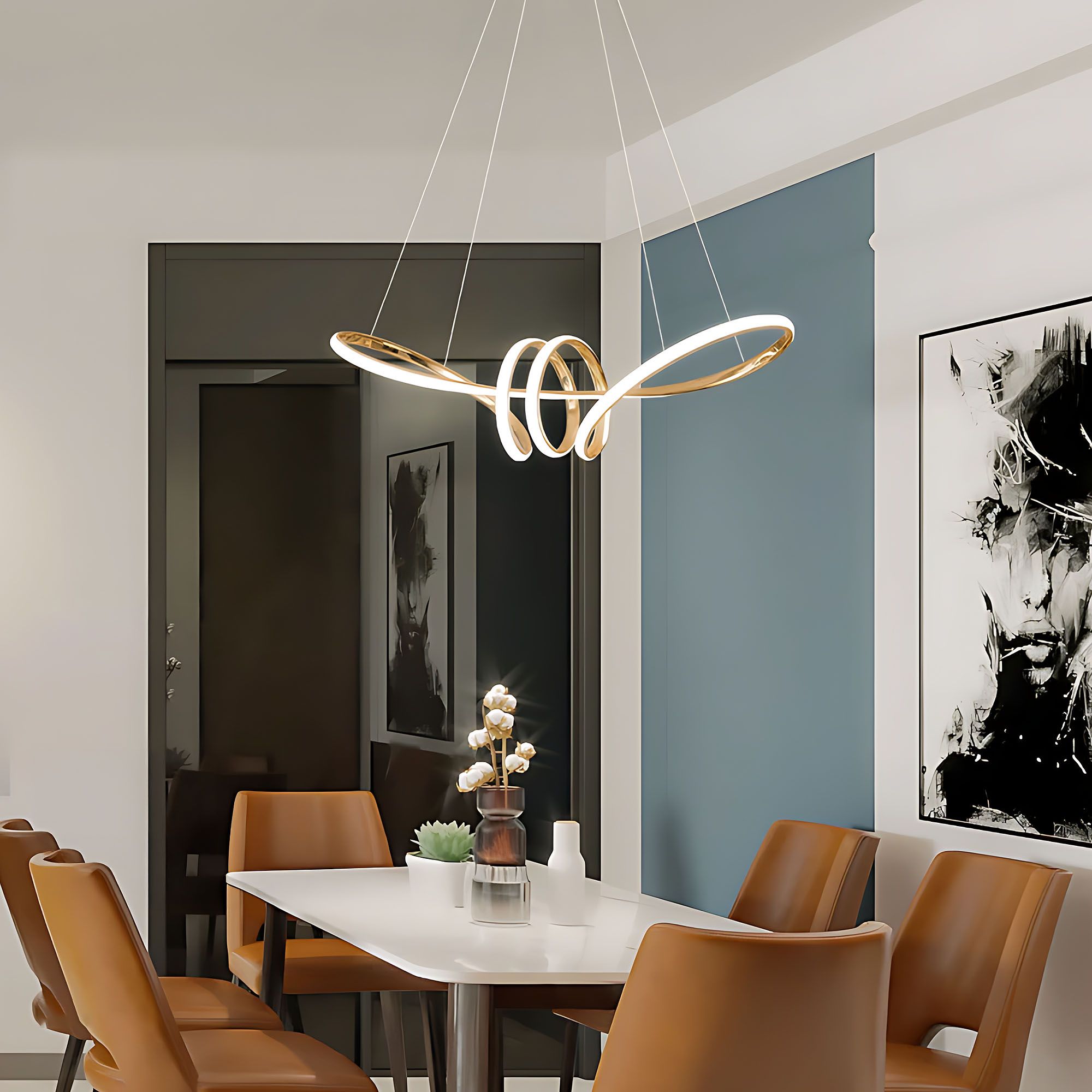 Toolight, LED závesné osvetlenie 120cm, 48W, 3000K, LHJ036-CP, zlatá, OSW-50016