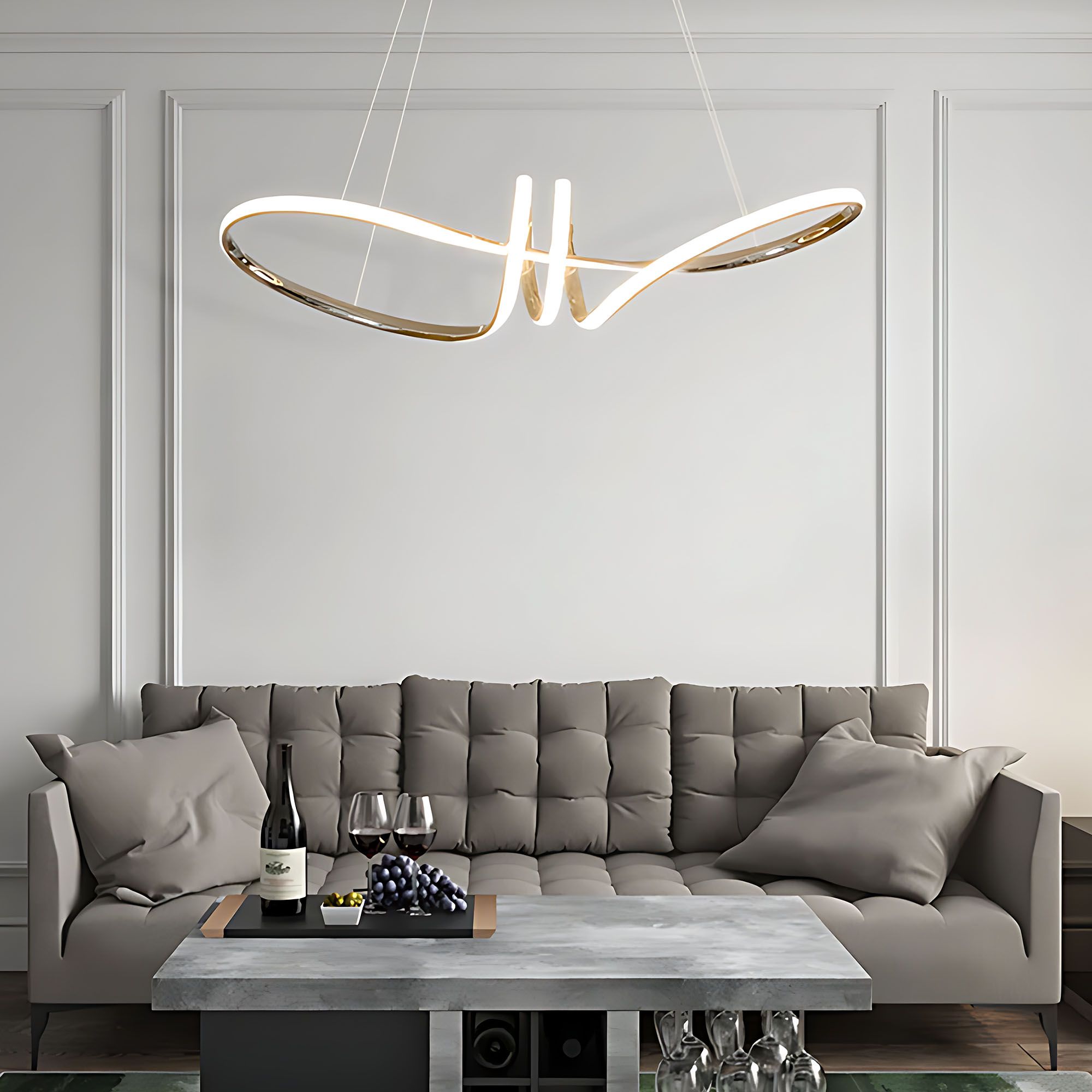 Toolight, LED závesné osvetlenie 120cm, 48W, 3000K, LHJ036-CP, zlatá, OSW-50016