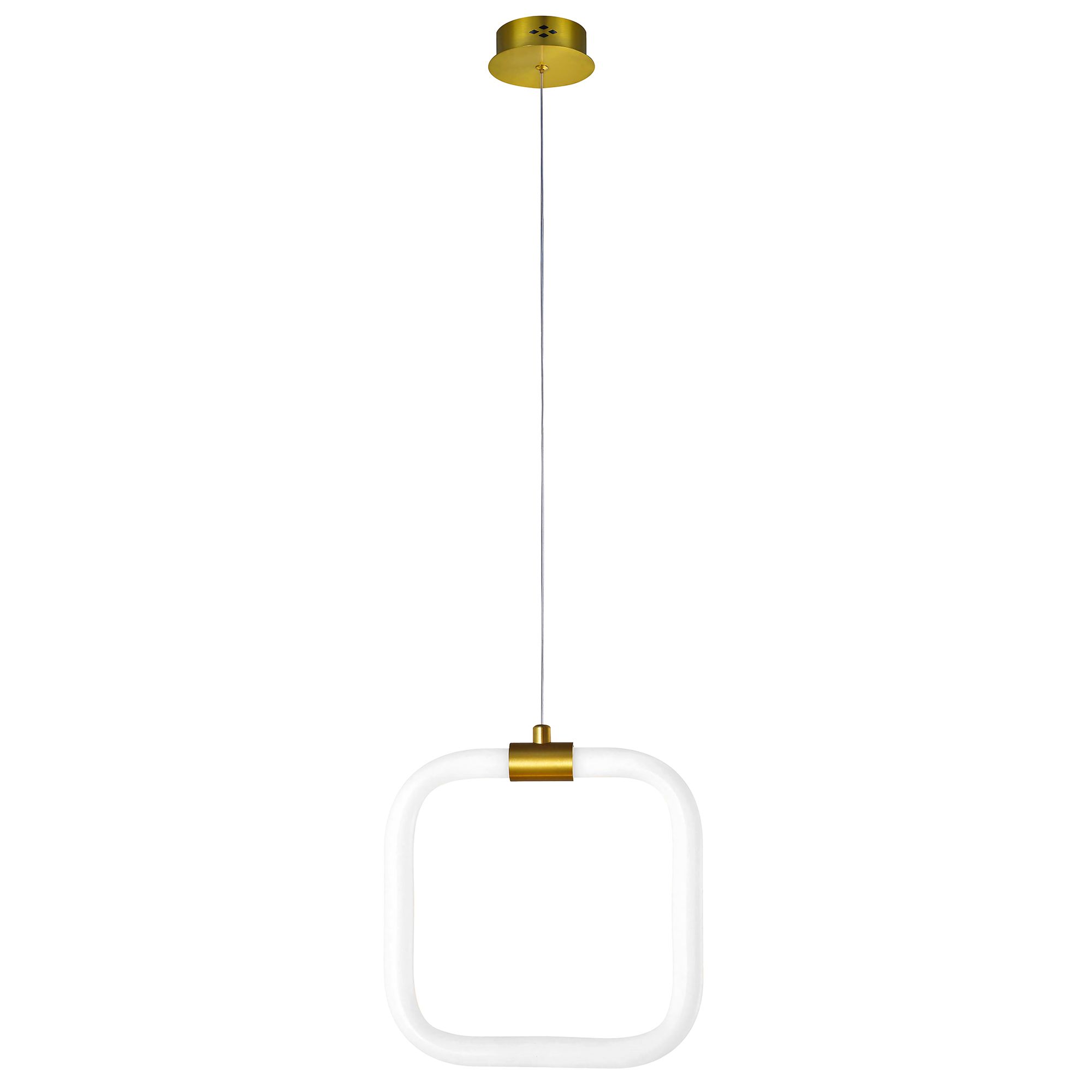 Toolight, závesné LED svietidlo 20x20cm, 9W, 3000K, LHJ057-CP1, biela-zlatá matná, OSW-60030