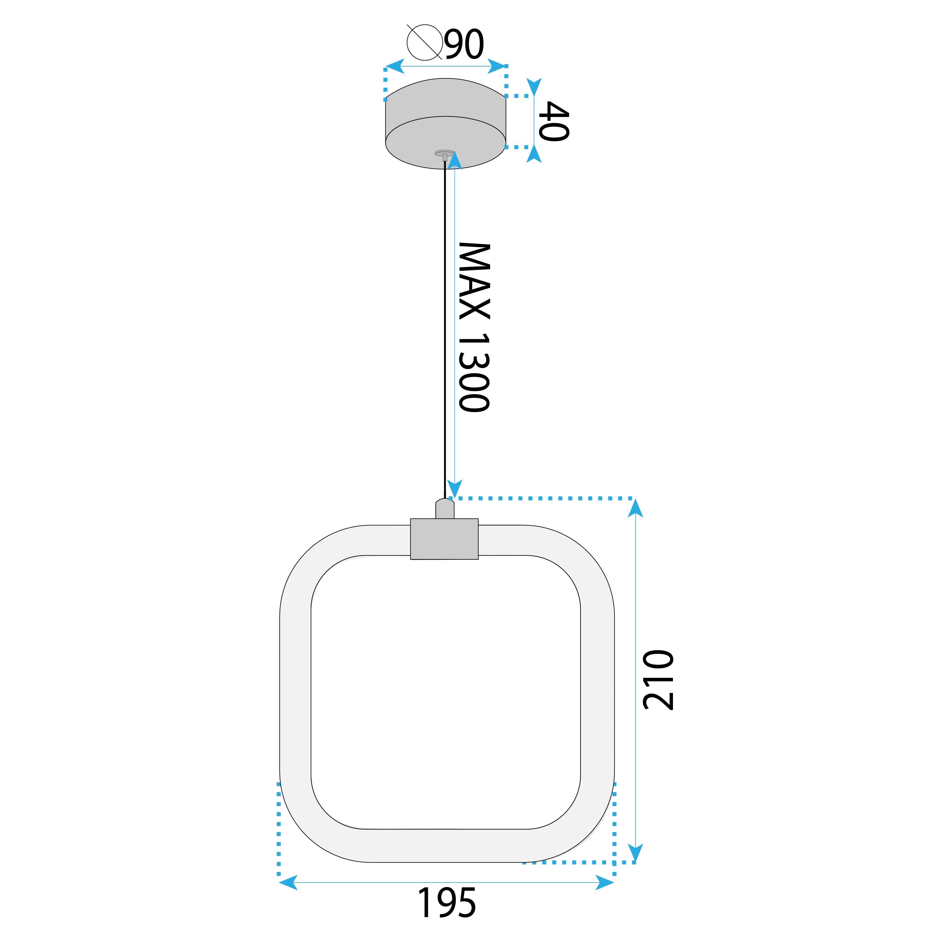 Toolight, závesné LED svietidlo 20x20cm, 9W, 3000K, LHJ057-CP1, biela-zlatá matná, OSW-60030