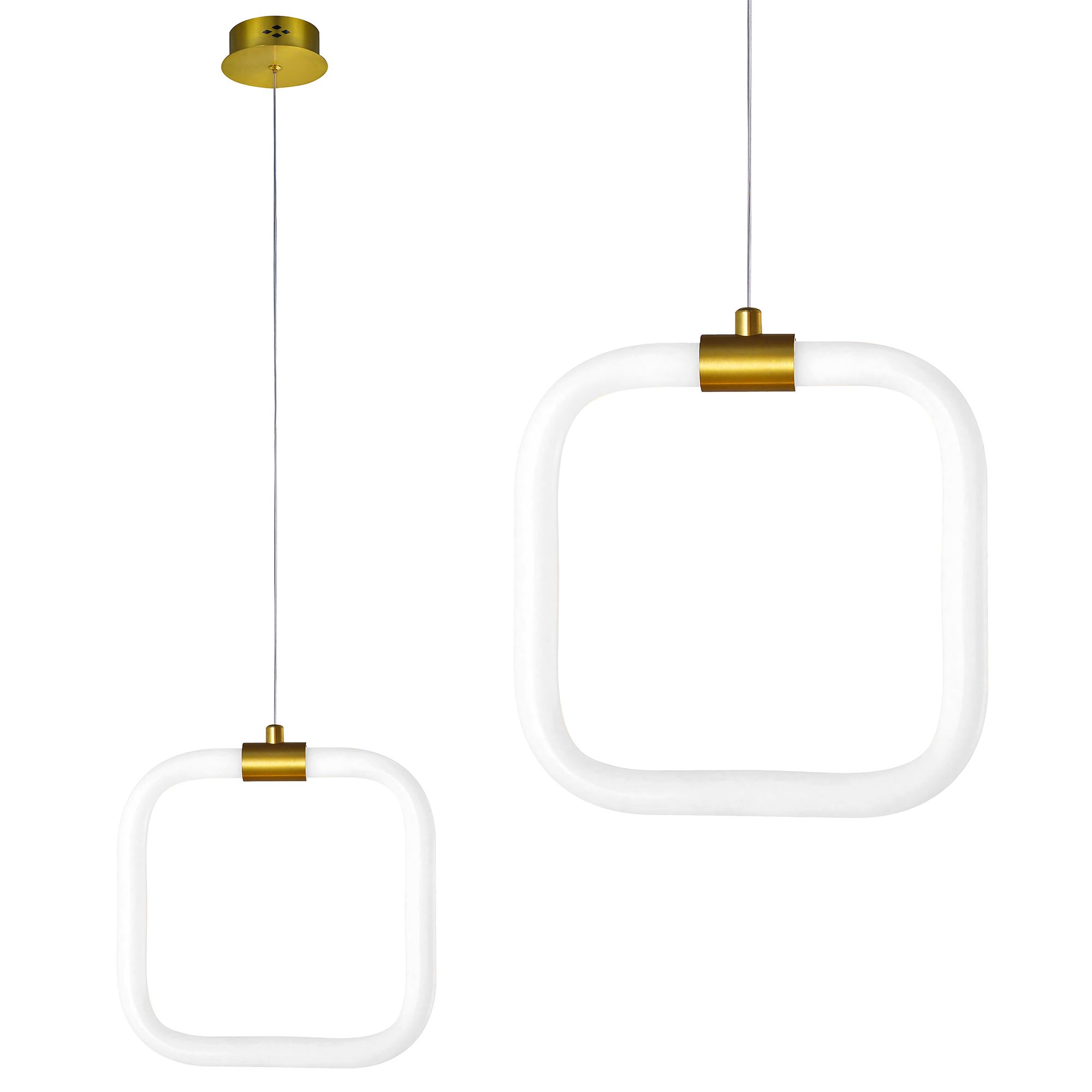 Toolight, závesné LED svietidlo 20x20cm, 9W, 3000K, LHJ057-CP1, biela-zlatá matná, OSW-60030
