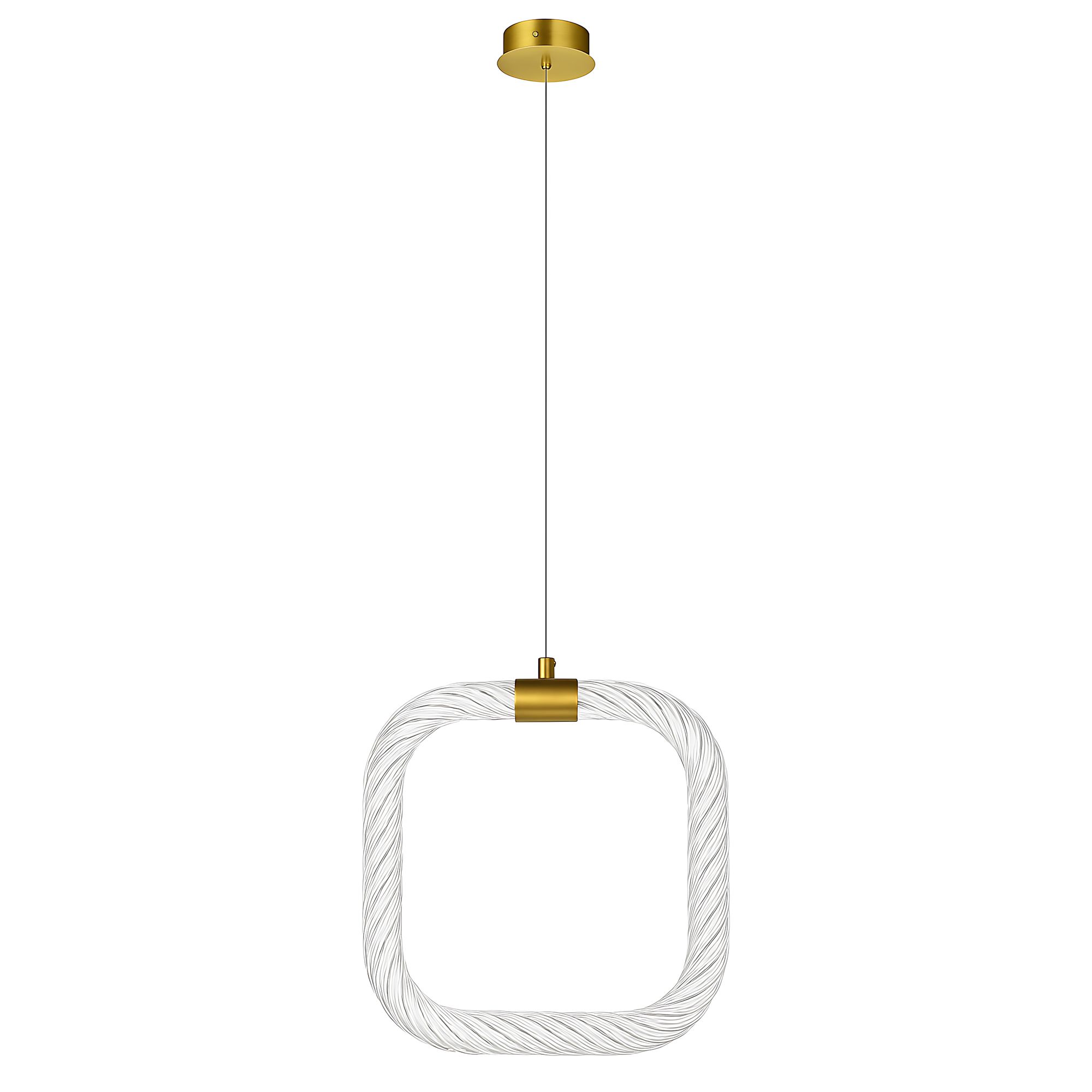 Toolight, závesné LED svietidlo 20x20cm, 9W, 3000K, LHJ056-CP1, číra-zlatá matná, OSW-60029