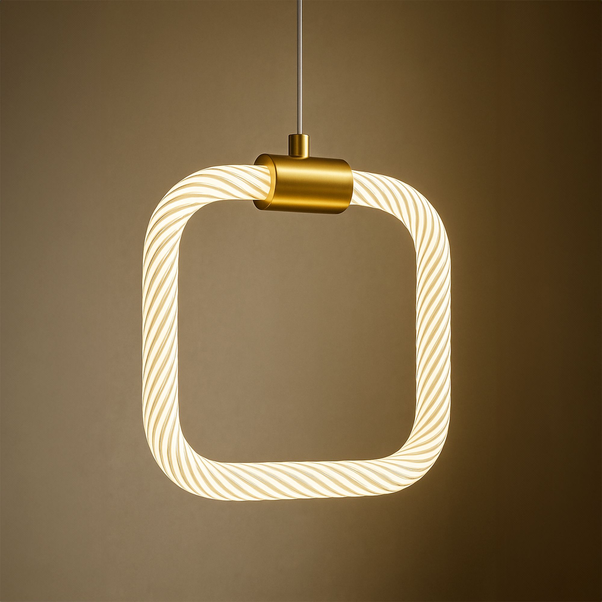 Toolight, závesné LED svietidlo 20x20cm, 9W, 3000K, LHJ056-CP1, číra-zlatá matná, OSW-60029