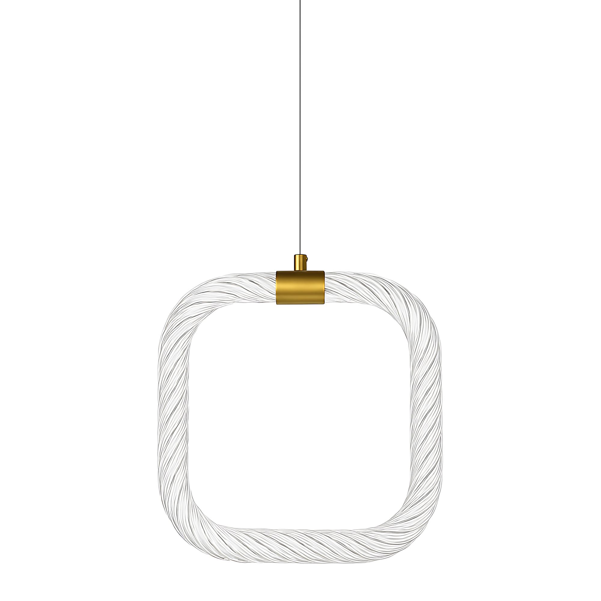 Toolight, závesné LED svietidlo 20x20cm, 9W, 3000K, LHJ056-CP1, číra-zlatá matná, OSW-60029