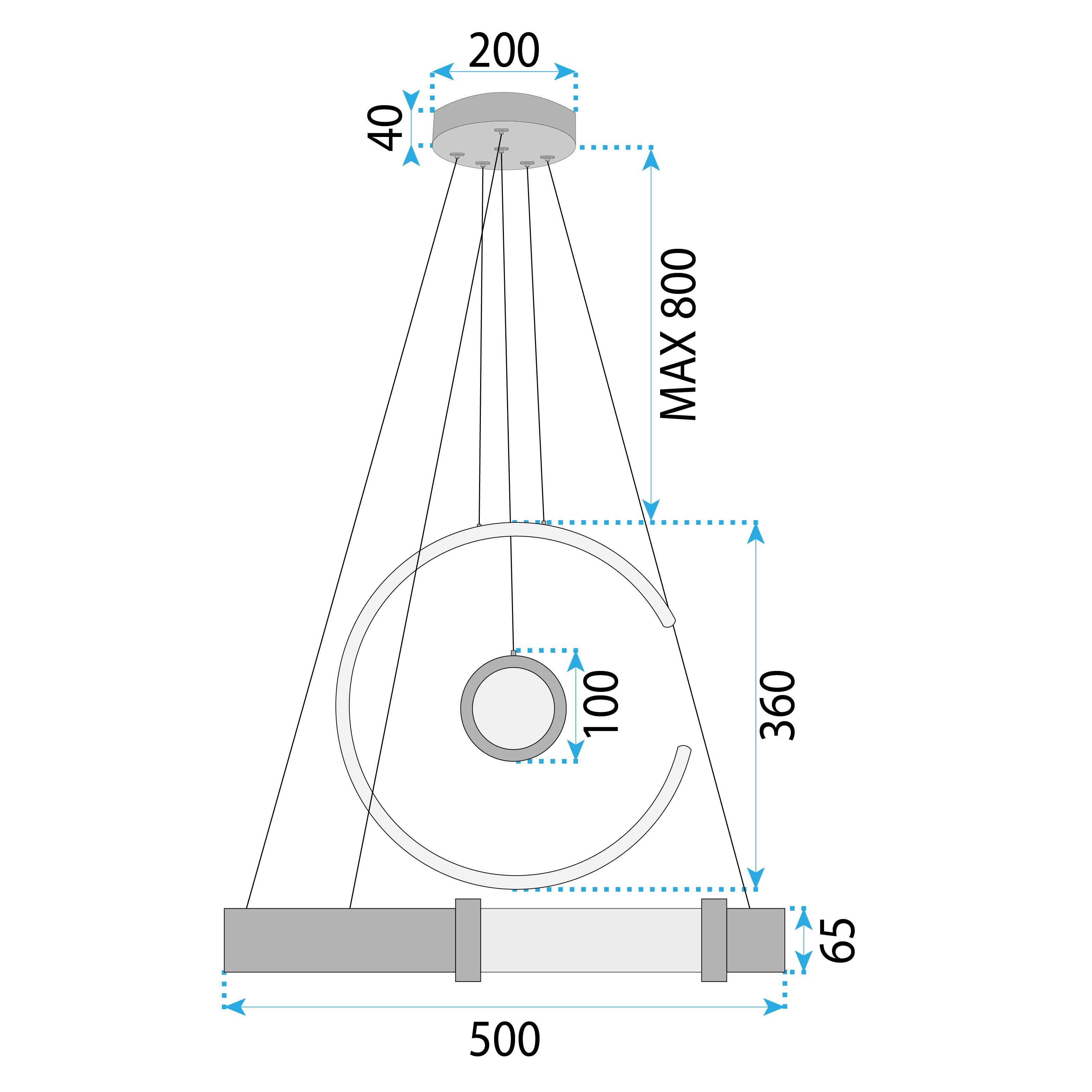 Toolight, LED stropné osvetlenie 64W, 3000W, LHJ060-CP, zlatá, OSW-50029